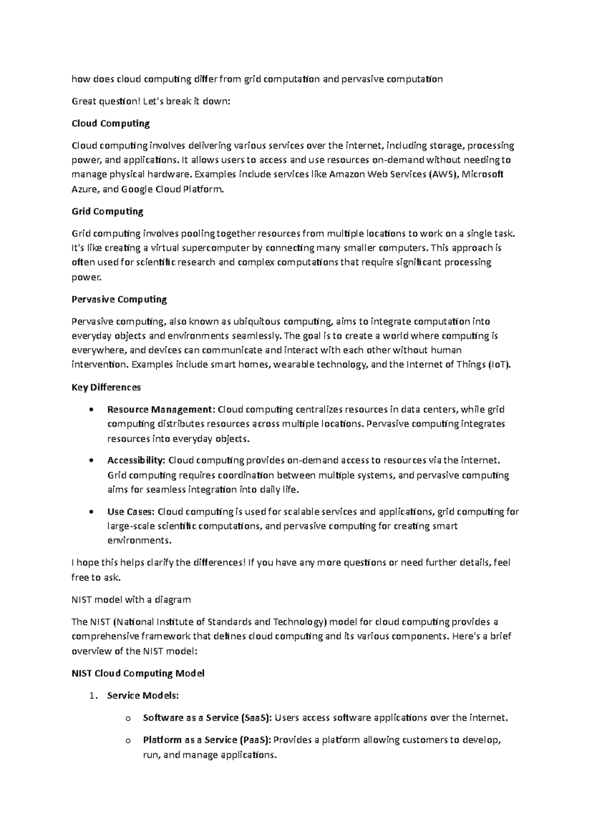 Cloud Computing - Notes - how does cloud computing differ from grid ...