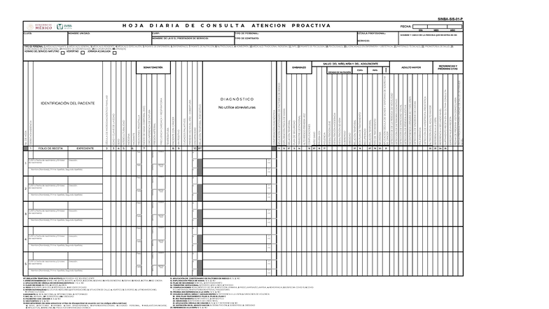 HOJA DIARIA ATENCIÓN PROACTIVA - UNIDAD DE SALUD - Document Preview
