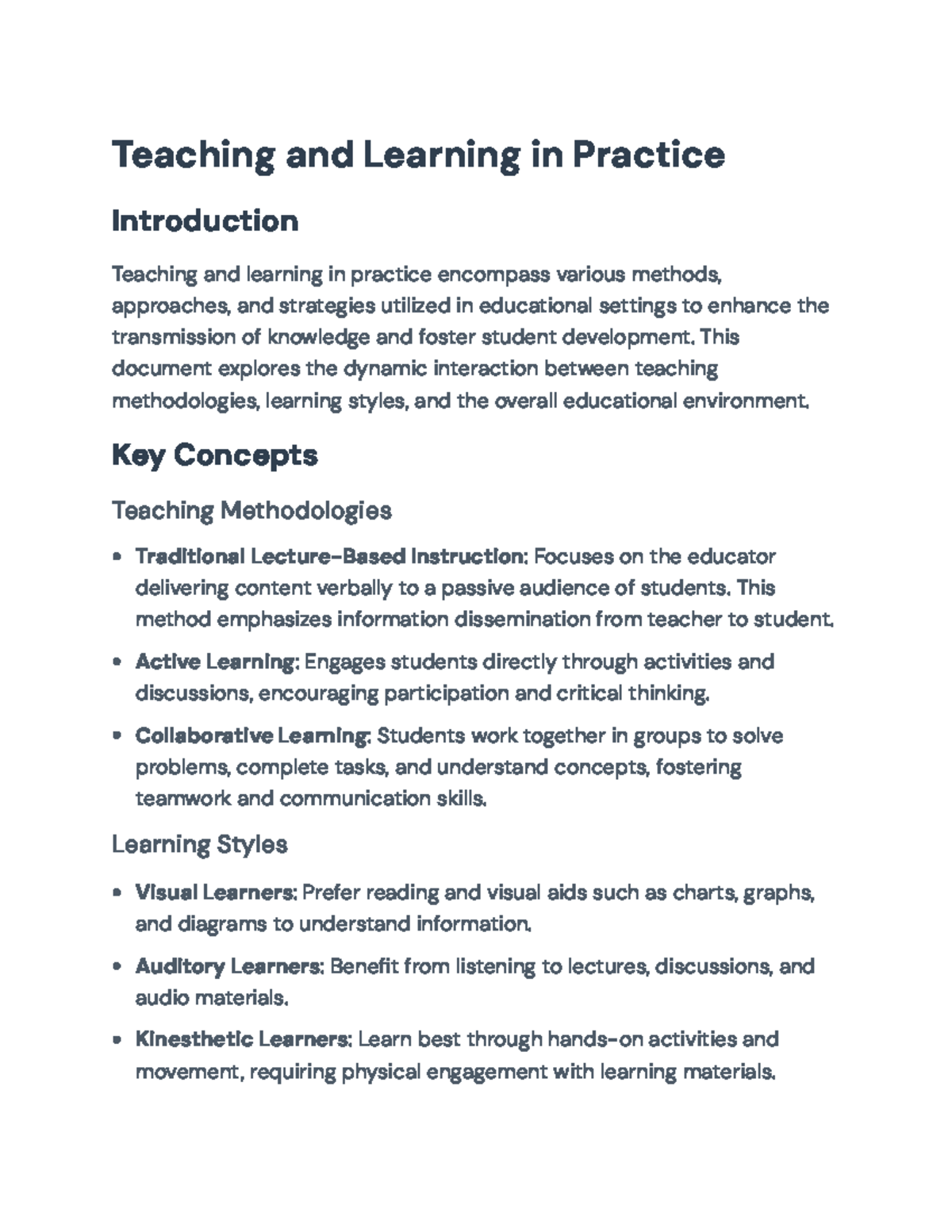 Teaching and Learning in Practice: Strategies and Methodologies ...
