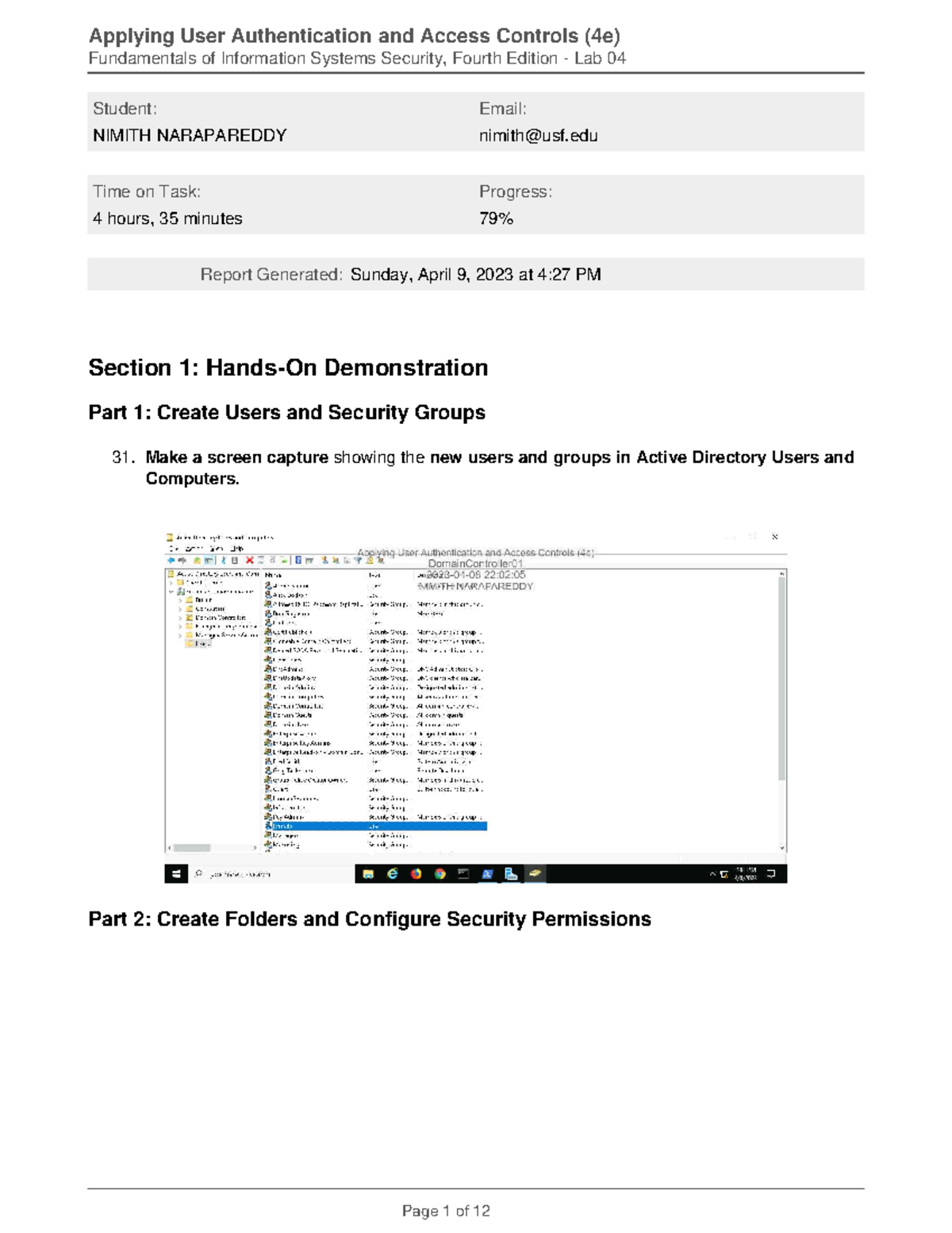 Applying User Authentication and Access Controls 4e - Nimith ...