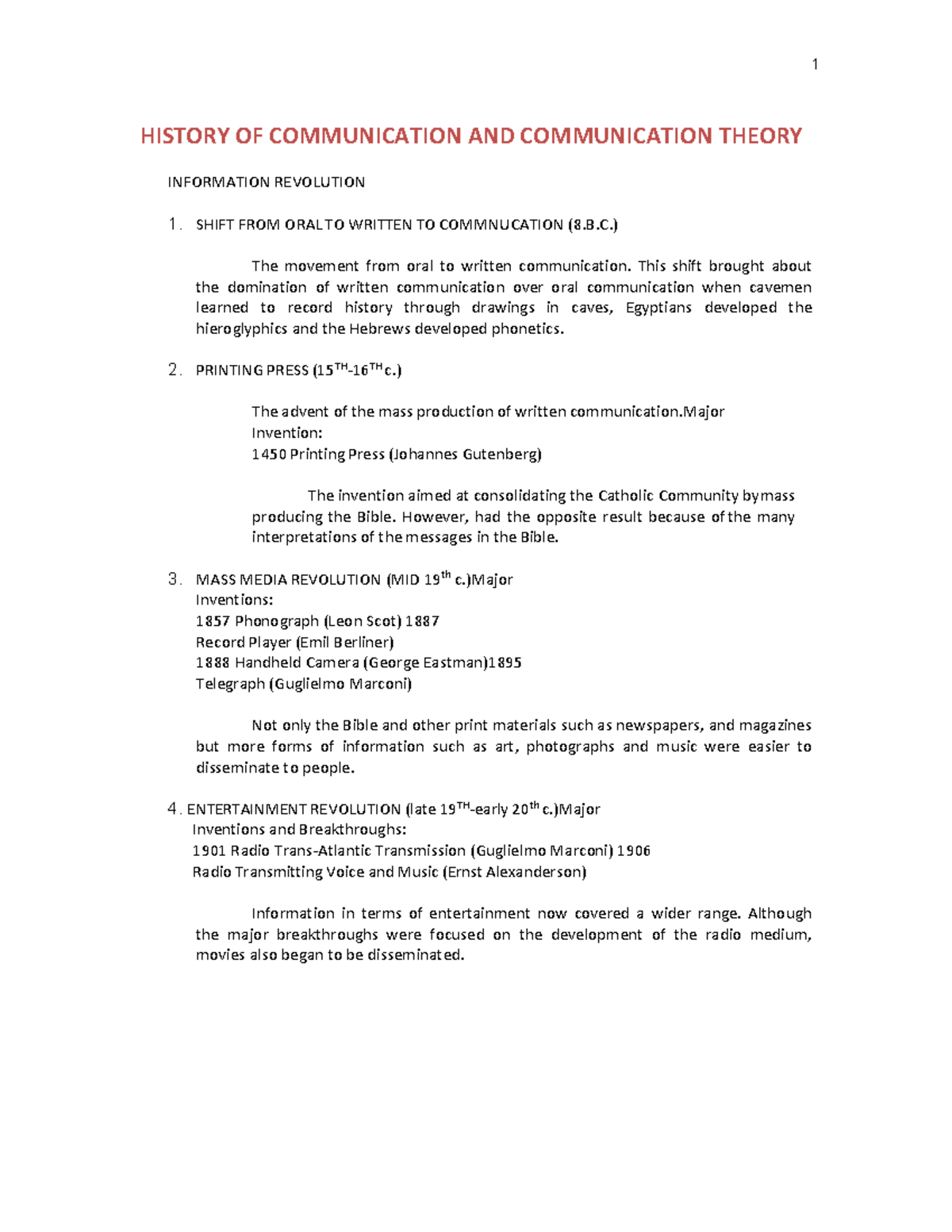 History of Communication and Approaches to the Study of Communication ...