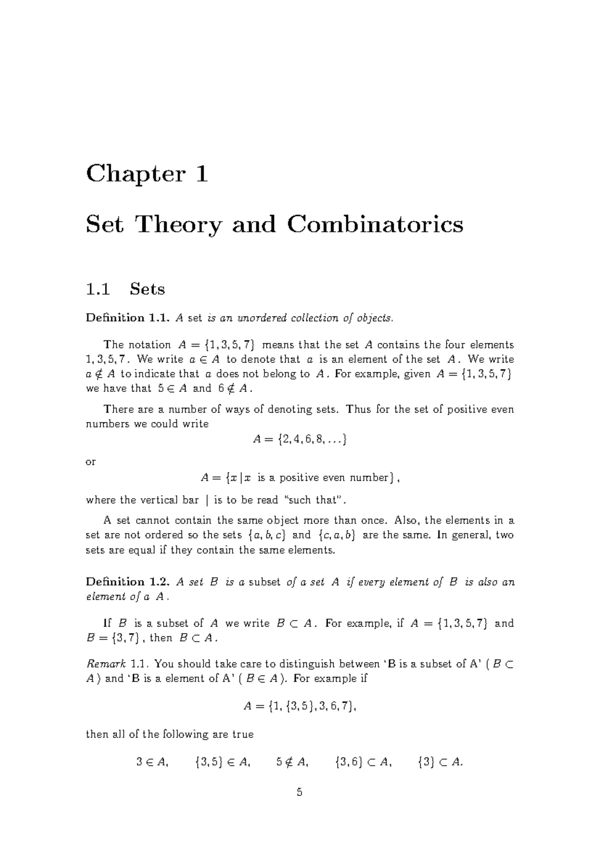 Chapter 1: Set Theory and Combinatorics (Discrete Math) - Studocu