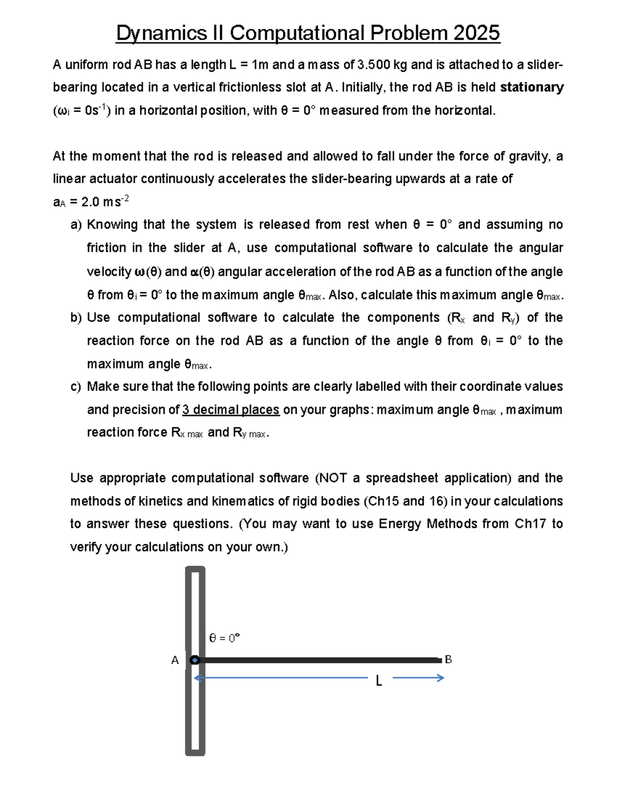 Dynamics II Computational Project Problem 2025: Rod Motion Analysis ...
