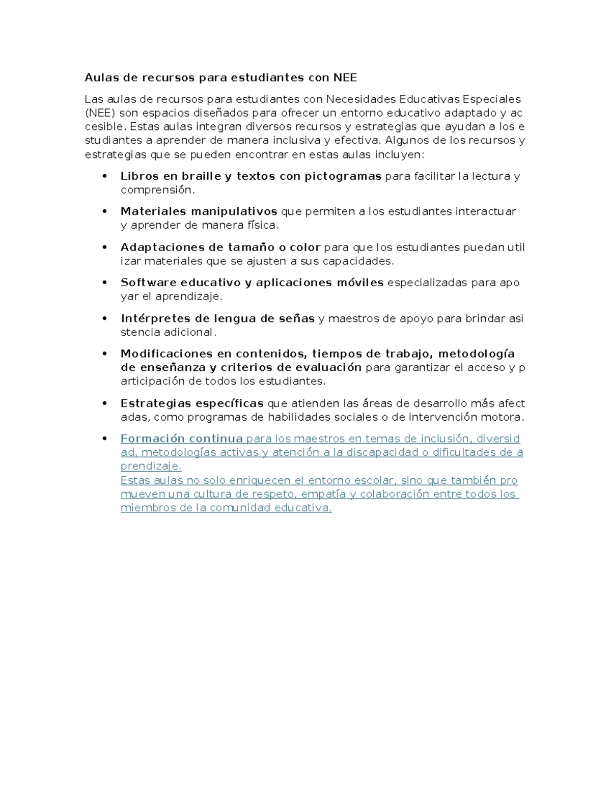 Aula de Recursos para Estudiantes con NEE: Estrategias Inclusivas - Studocu