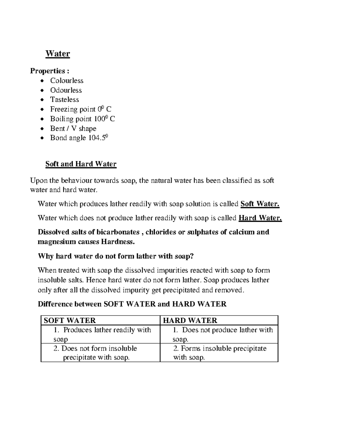 Water Properties and Classification: Soft vs Hard Water - MYR 101 - Studocu