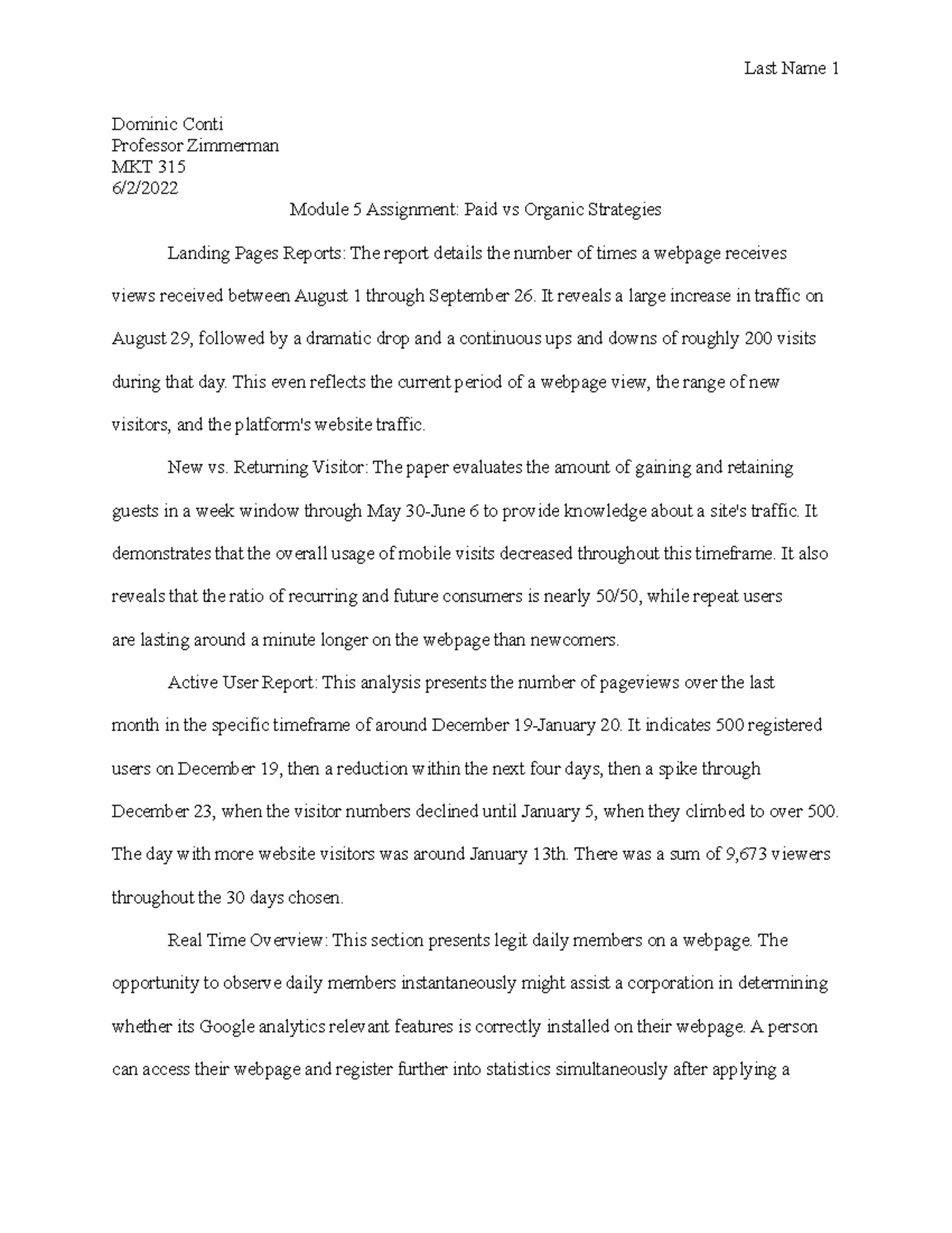 MKT 315 Module 5 Assignment: Analysis of Paid vs Organic Strategies ...