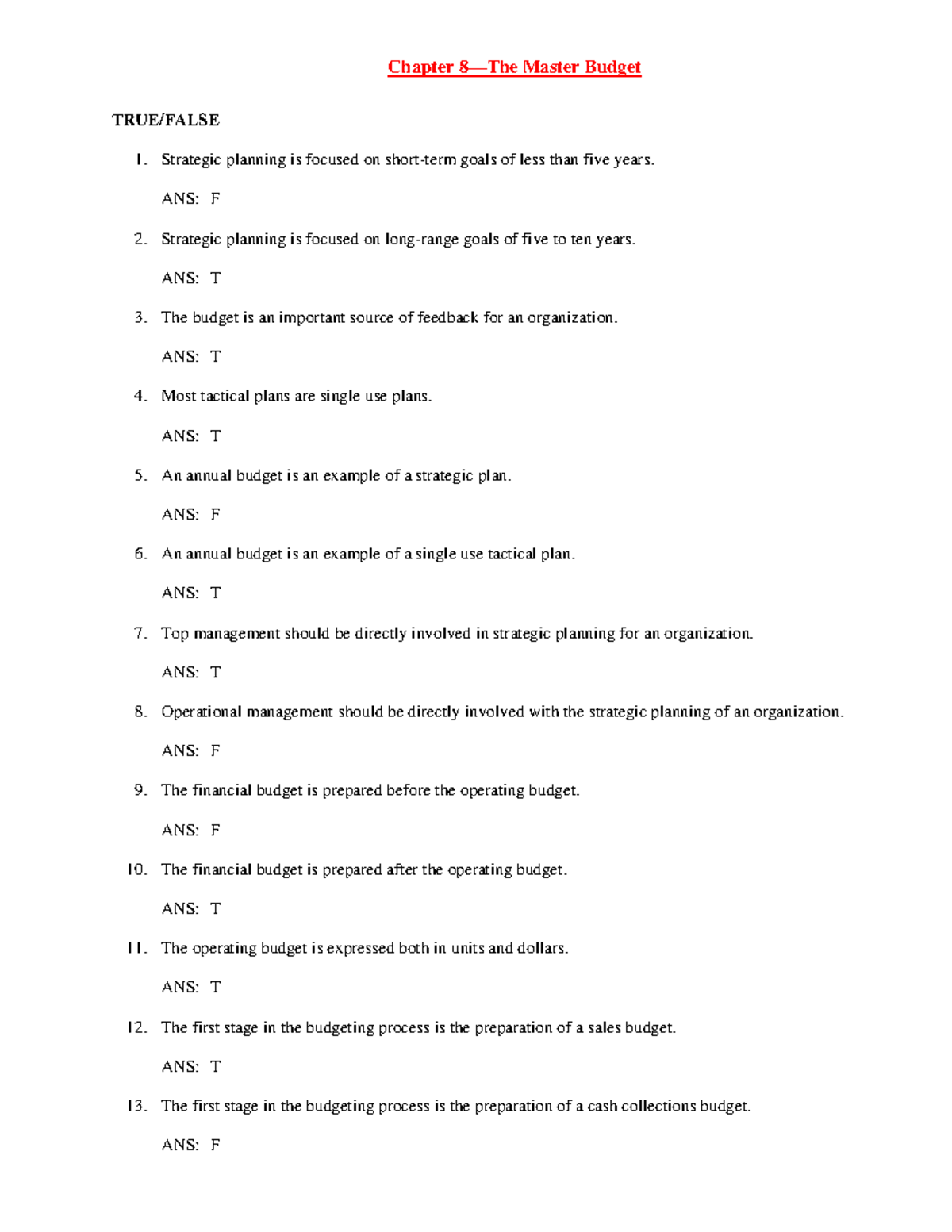 442695123 Ch08 The Master Budget docx - Chapter 8—The Master Budget ...