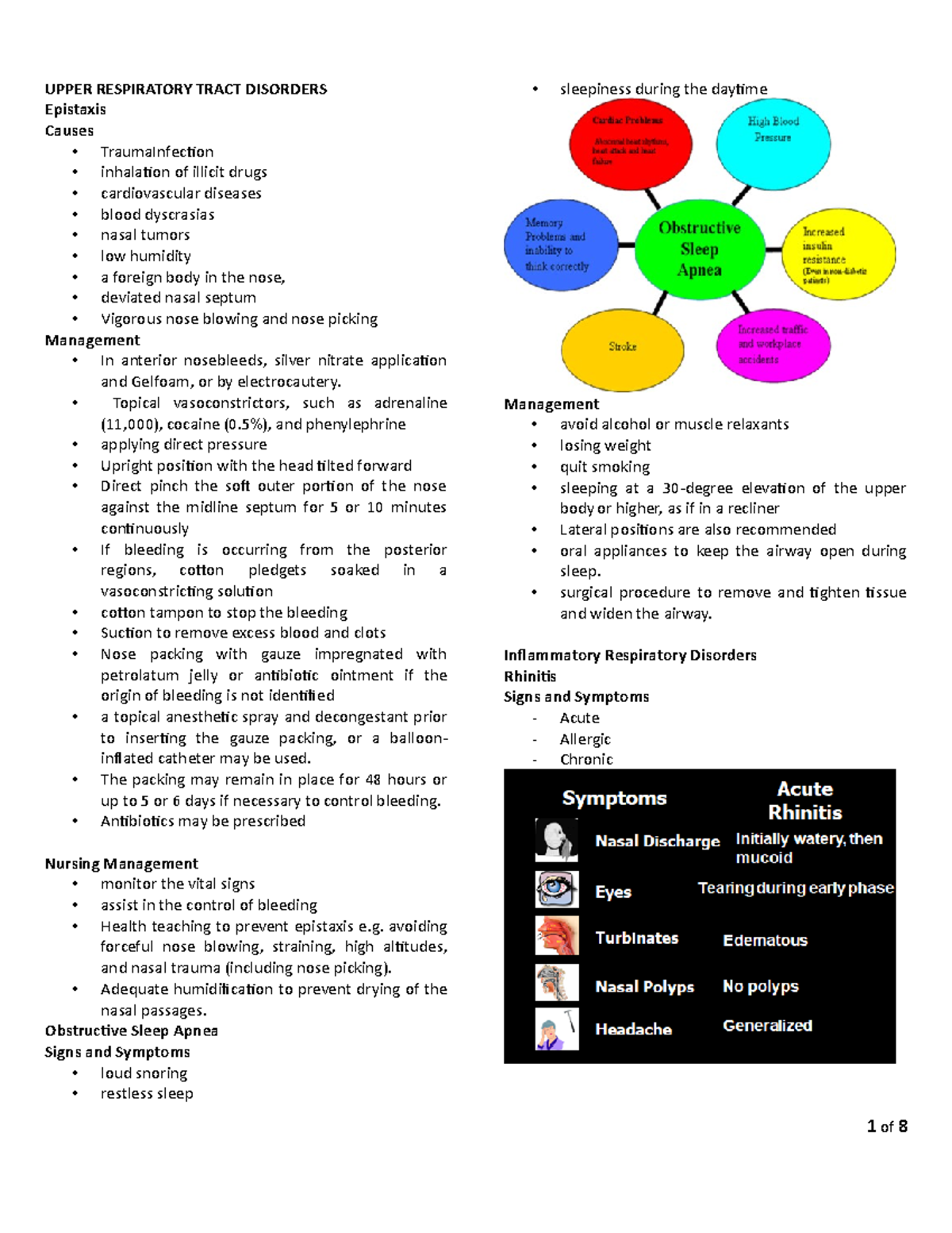 Upper Respiratory Tract & COPD Disorders: Comprehensive Handouts - Studocu