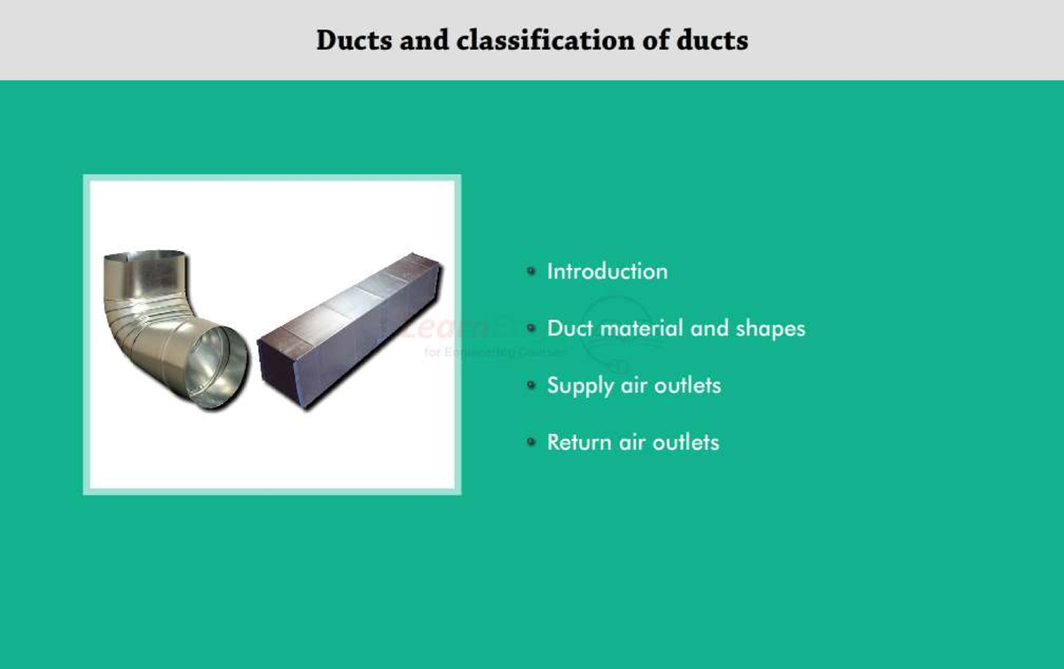 Lesson 6: Ducts Classification and Air Distribution Systems (Engg ...
