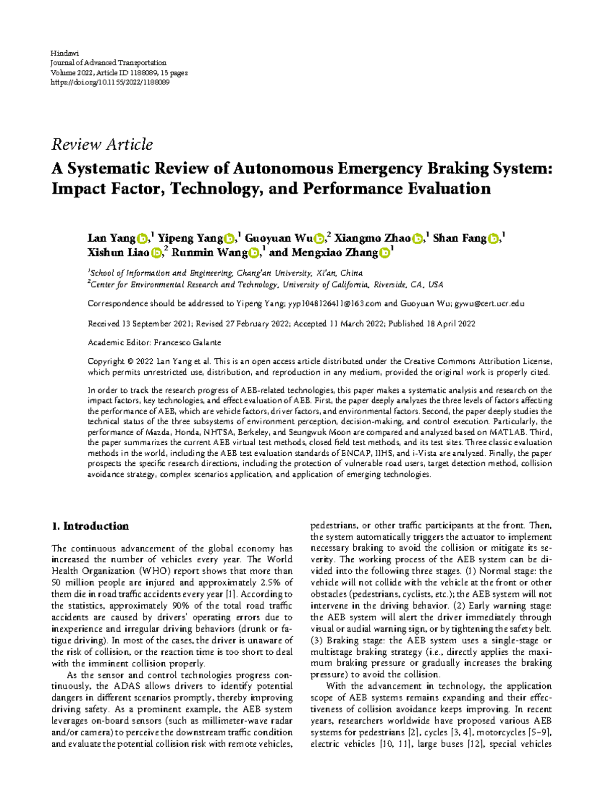 AEB 2022 Review: Impact Factors, Tech, and Performance Evaluation - Studocu
