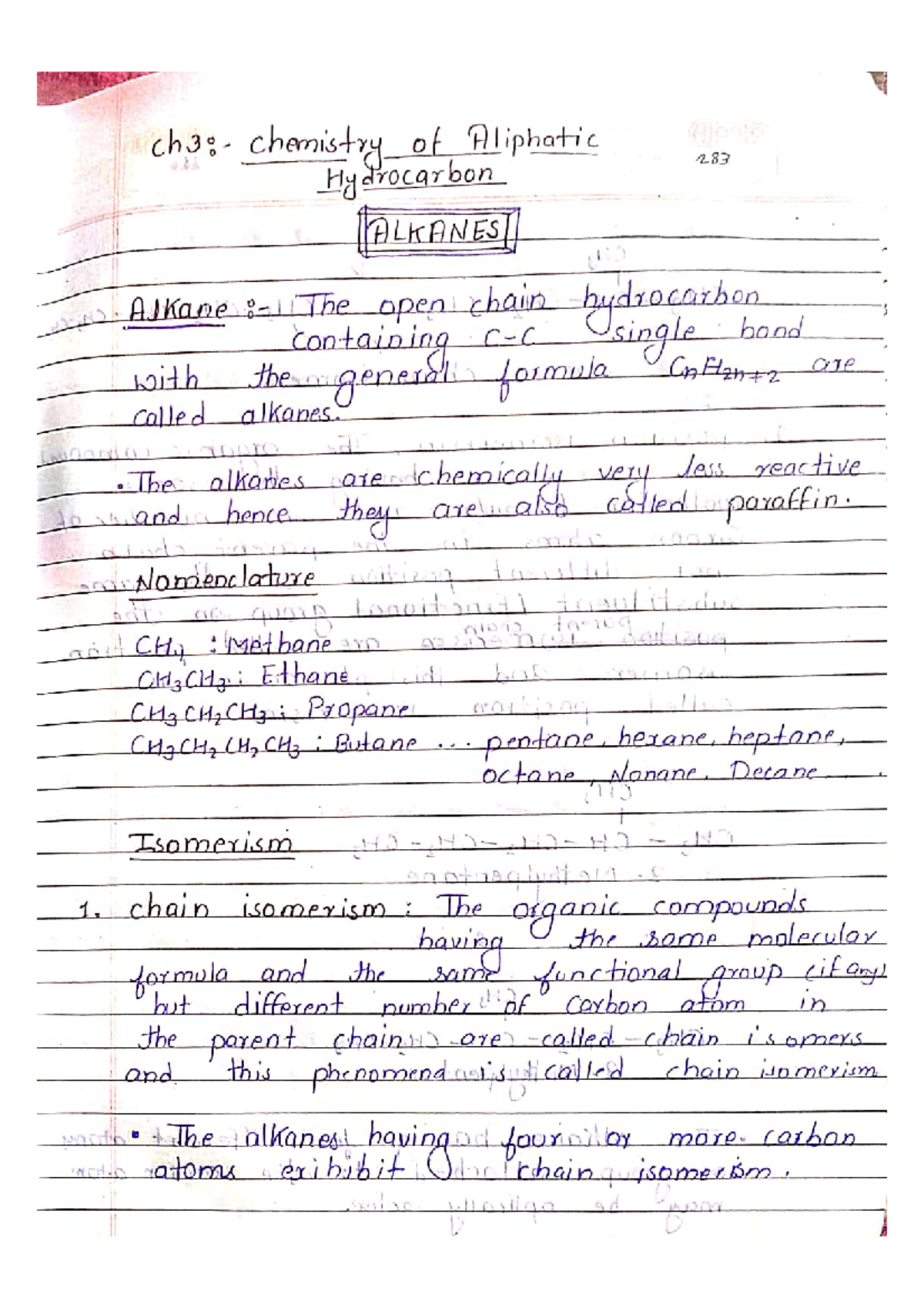 Alkanes Notes BSc Chemistry Sem 2 CH 3 (A) - Studocu