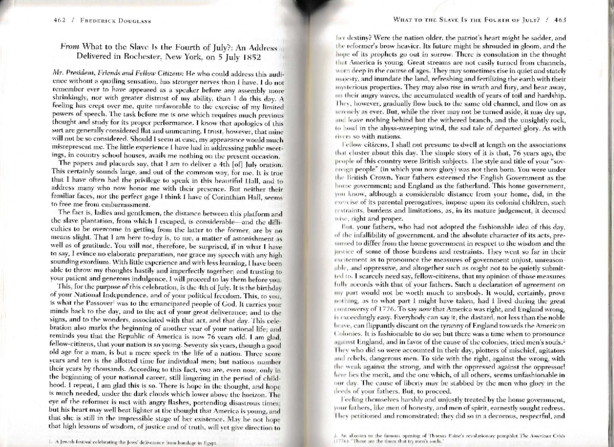PSY 462 Final Exam Study Guide: Frederick Douglass' "What to the Slave ...