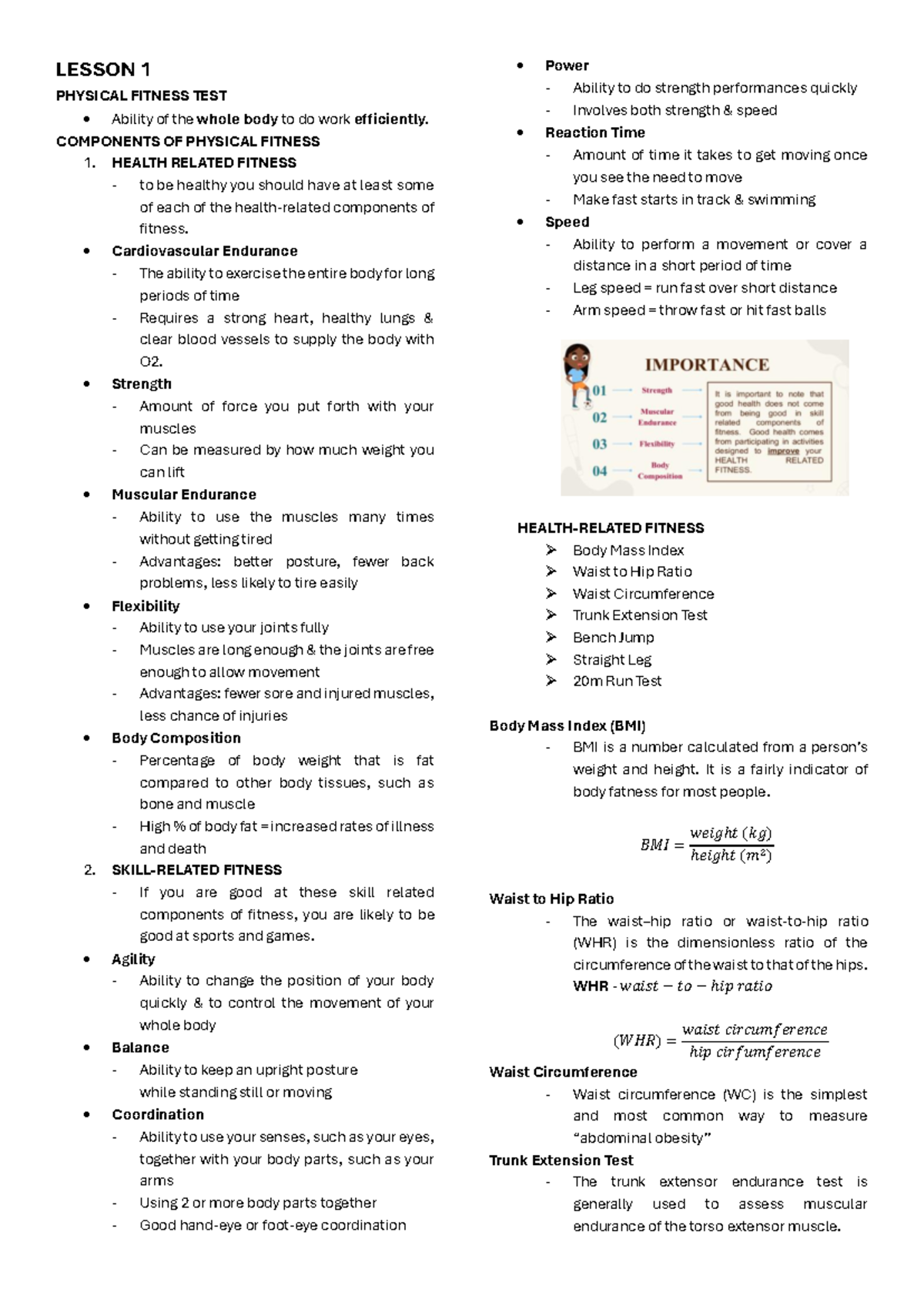 PHYSICAL FITNESS TEST & EXERCISE FUNDAMENTALS (PE 101) - Studocu