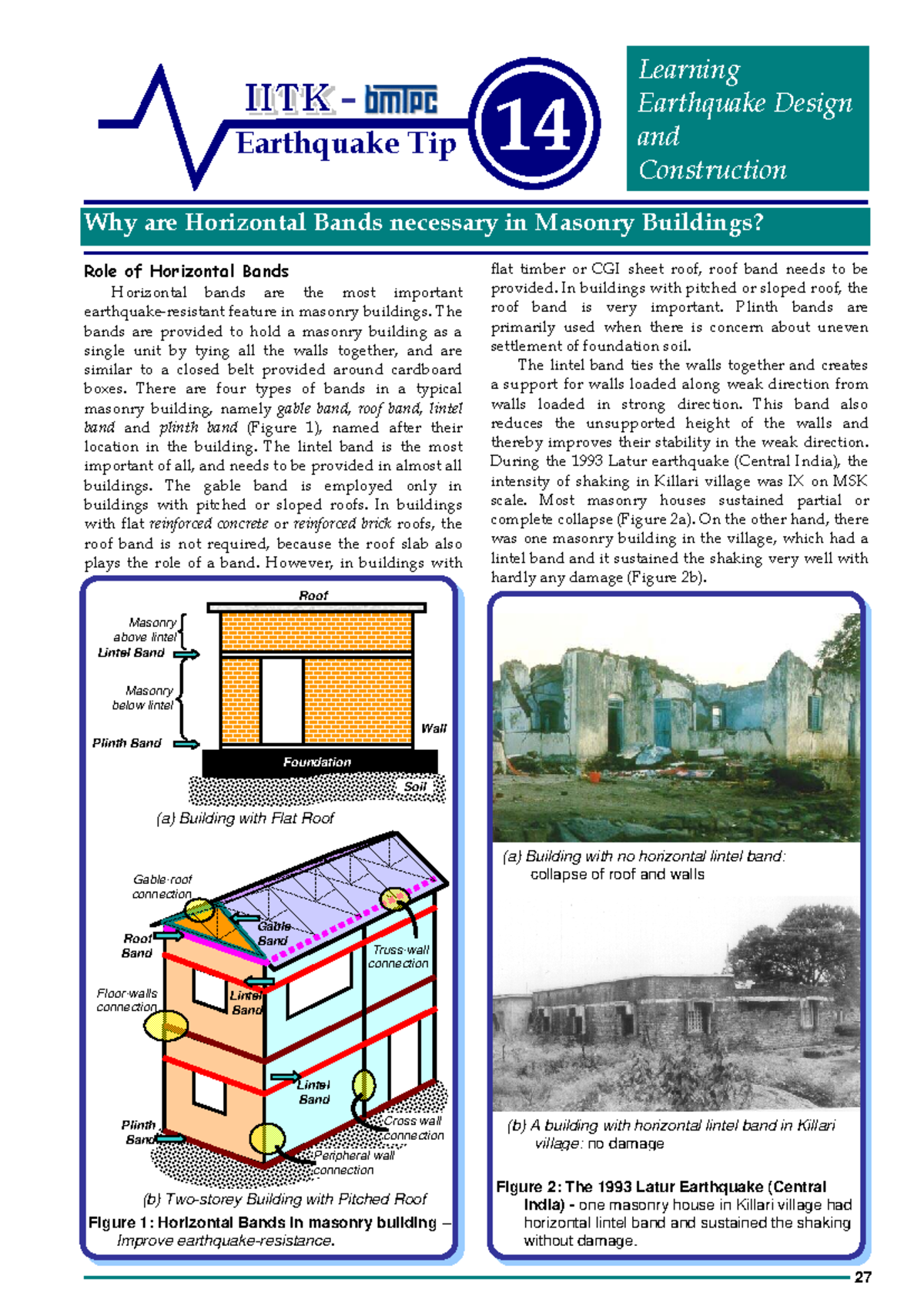 EQTip 14 - Importance of Horizontal Bands in Masonry Buildings - Studocu