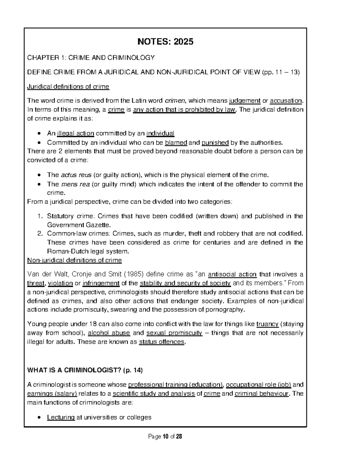 HCRI011 Final Exam Notes: Crime, Criminology, and Research Methods ...