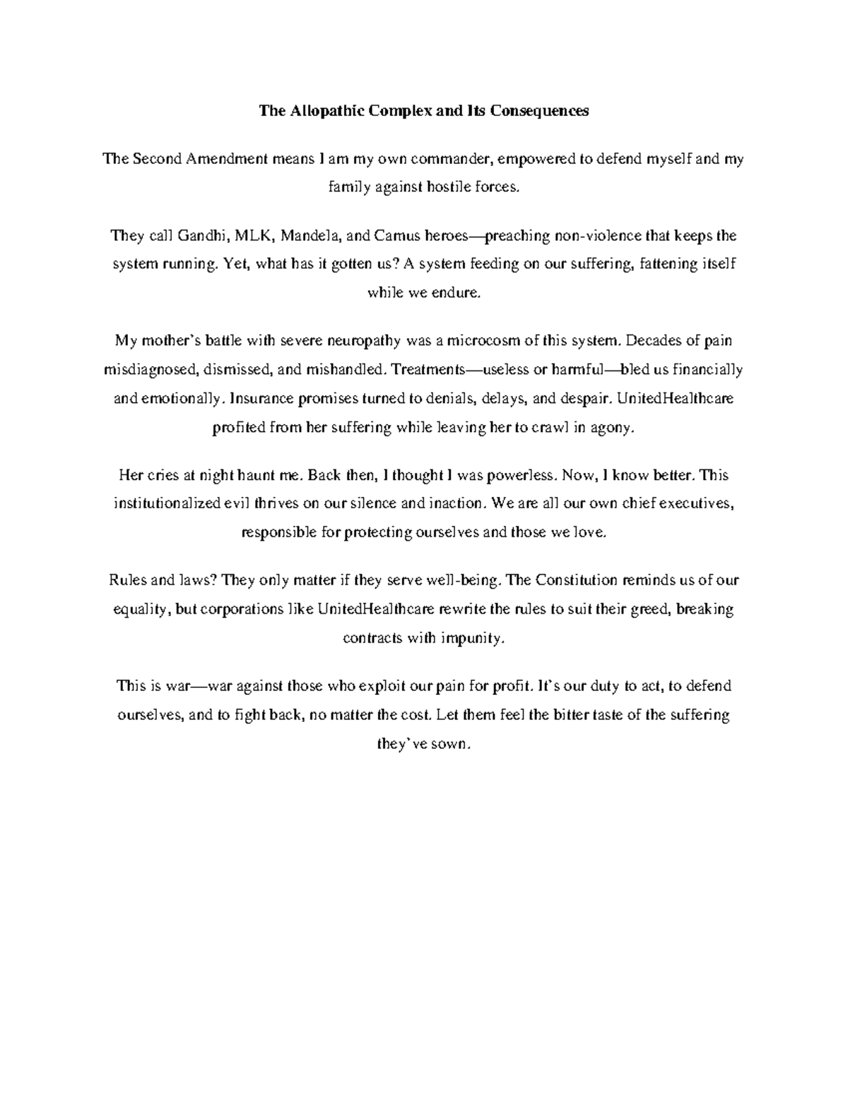 Essay 1: The Allopathic Complex and Its Consequences (Dec 5) - Studocu