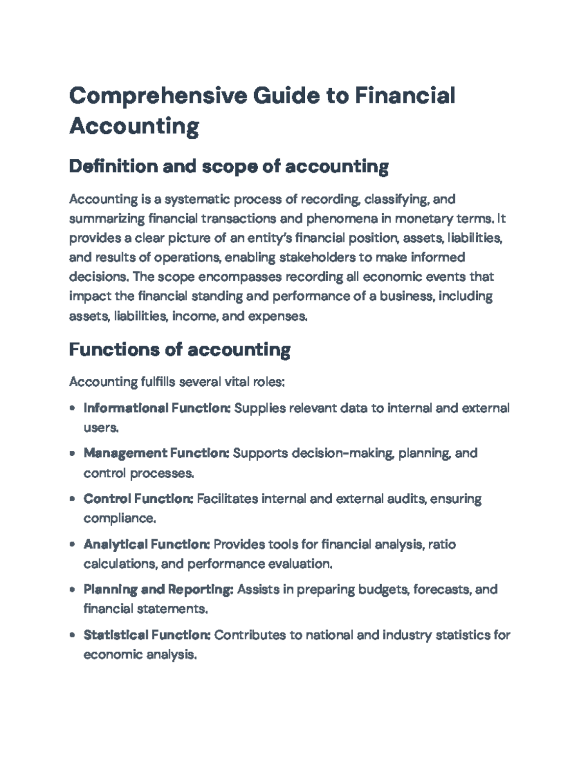 Comprehensive Guide to Financial Accounting: Principles &amp; Practices ...