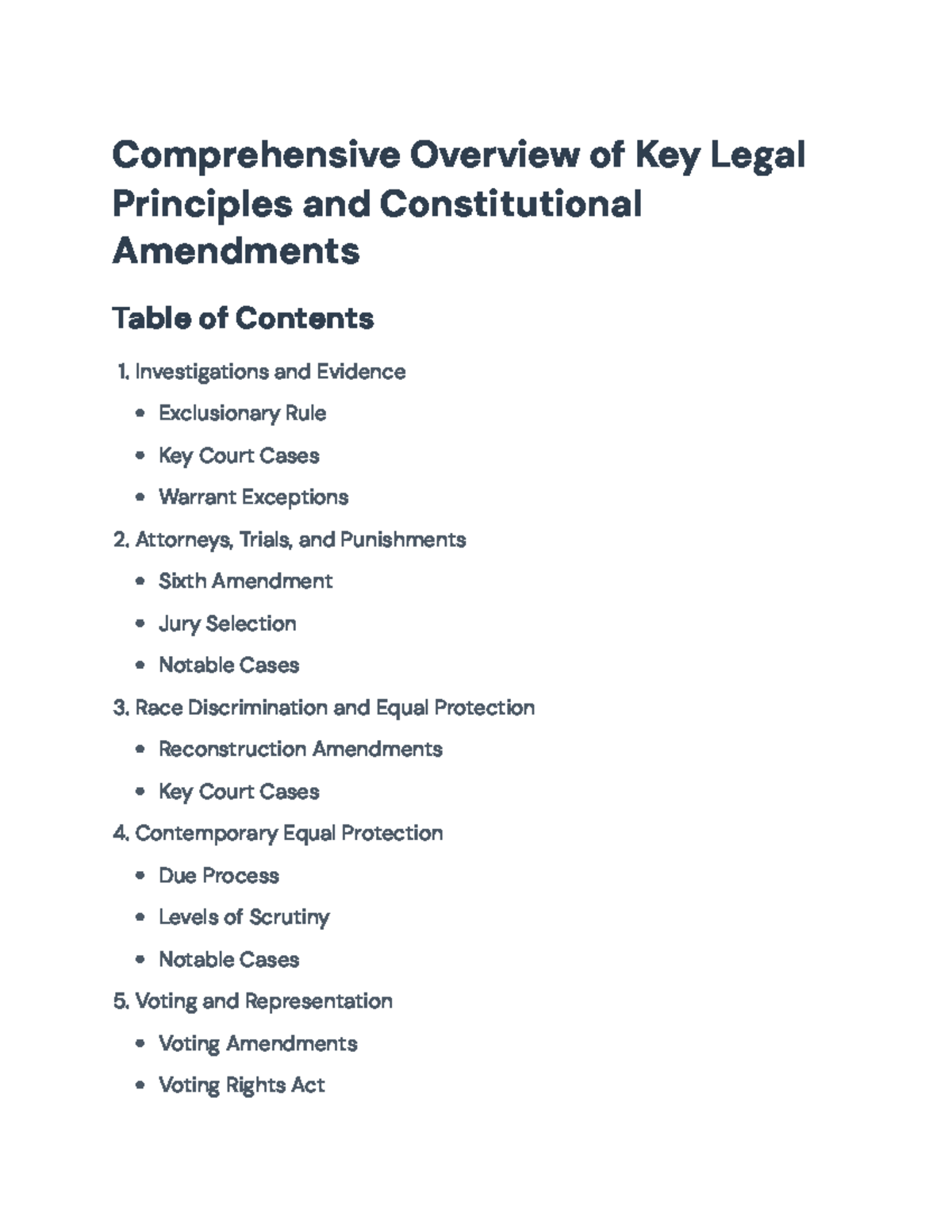 Comprehensive Legal Principles & Constitutional Amendments Overview ...