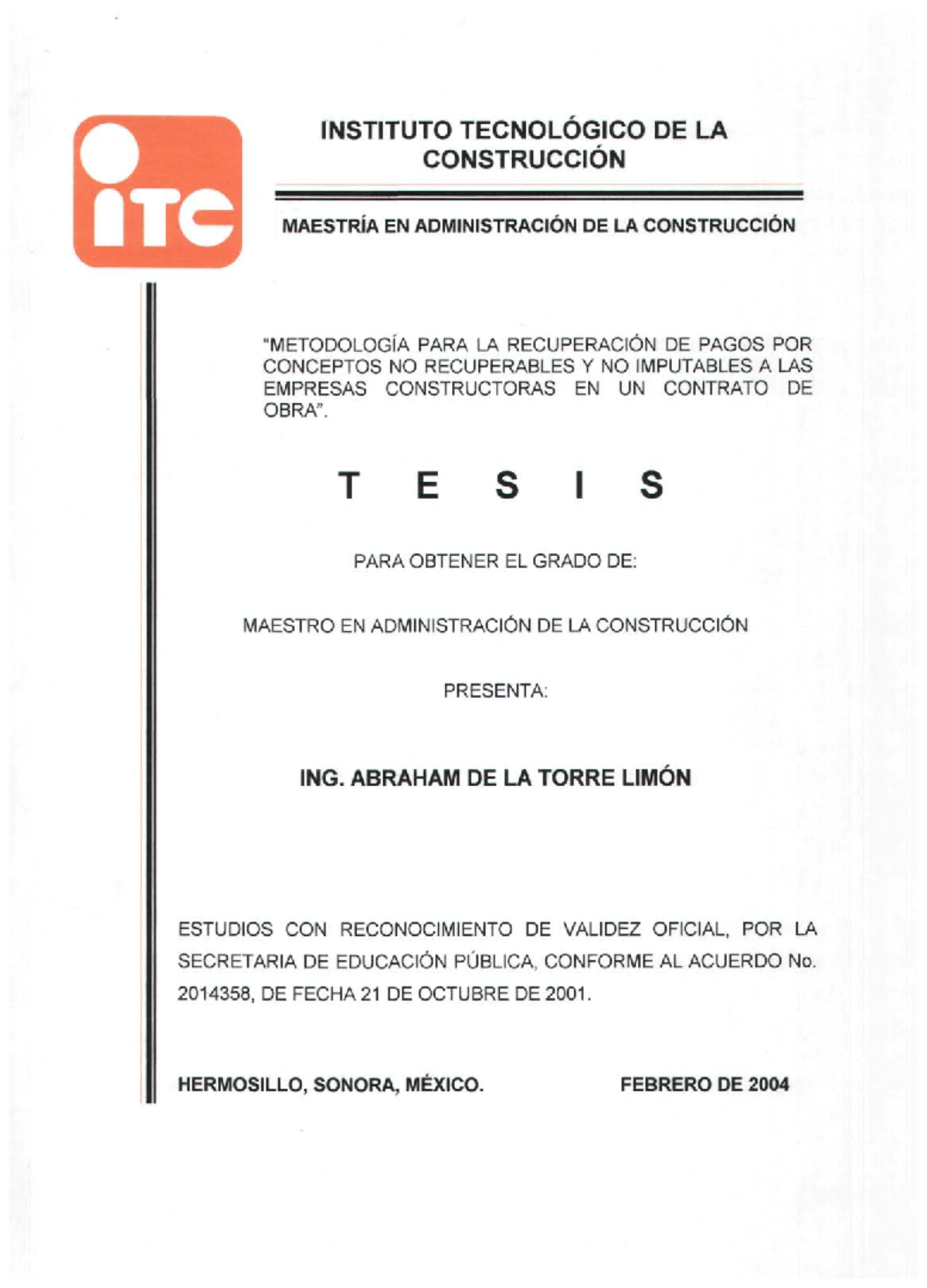 Metodología para Recuperación de Gastos No Recuperables en Contratos de Obra - Document Preview