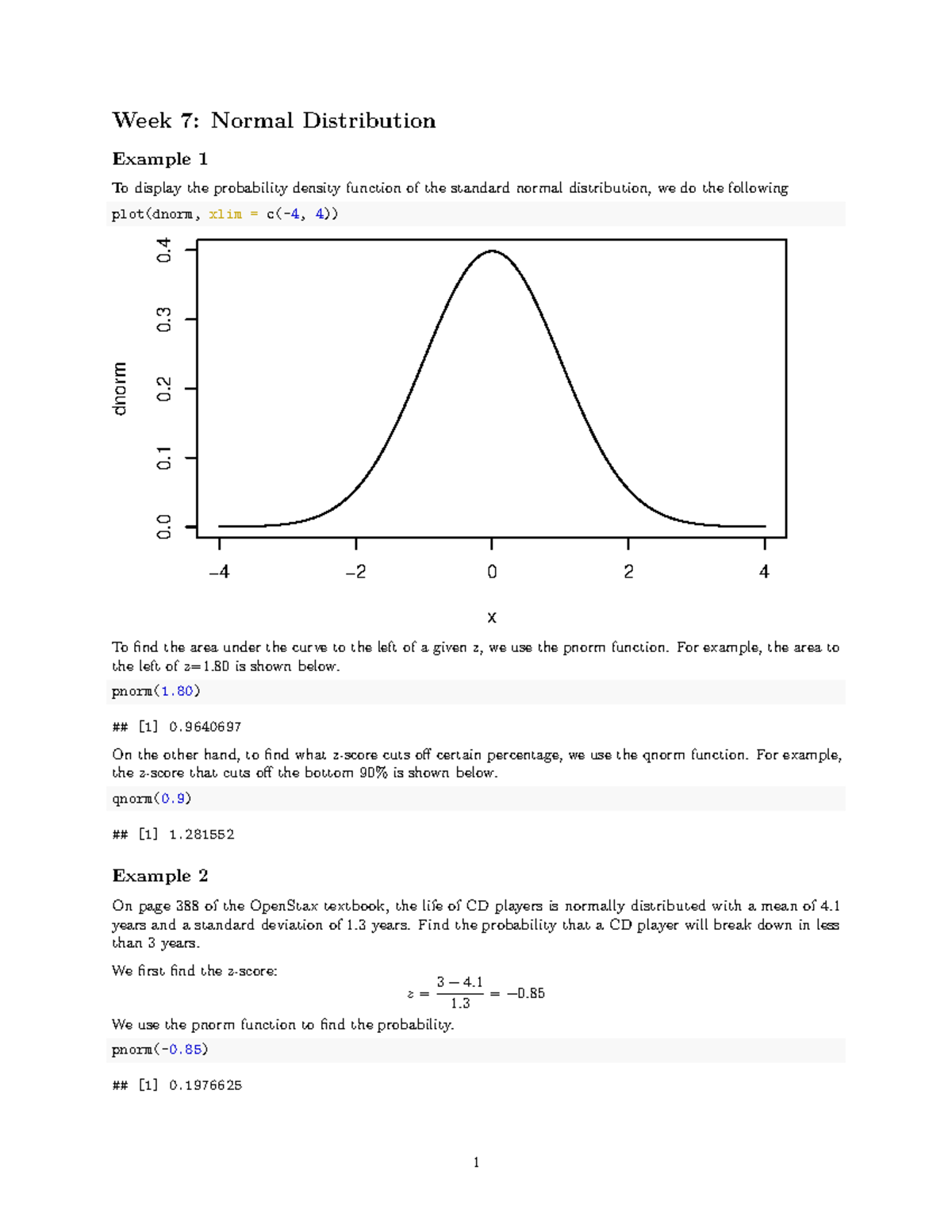 Week 7: Normal Distribution Examples and Applications - Studocu