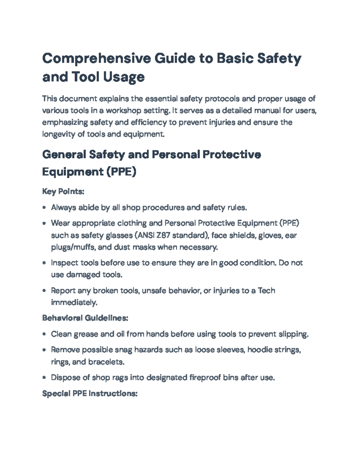 Comprehensive Safety Guidelines for Hand and Power Tools ...
