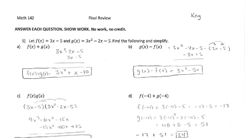 Math 142 Final Review Answers - Show Work Required - Studocu