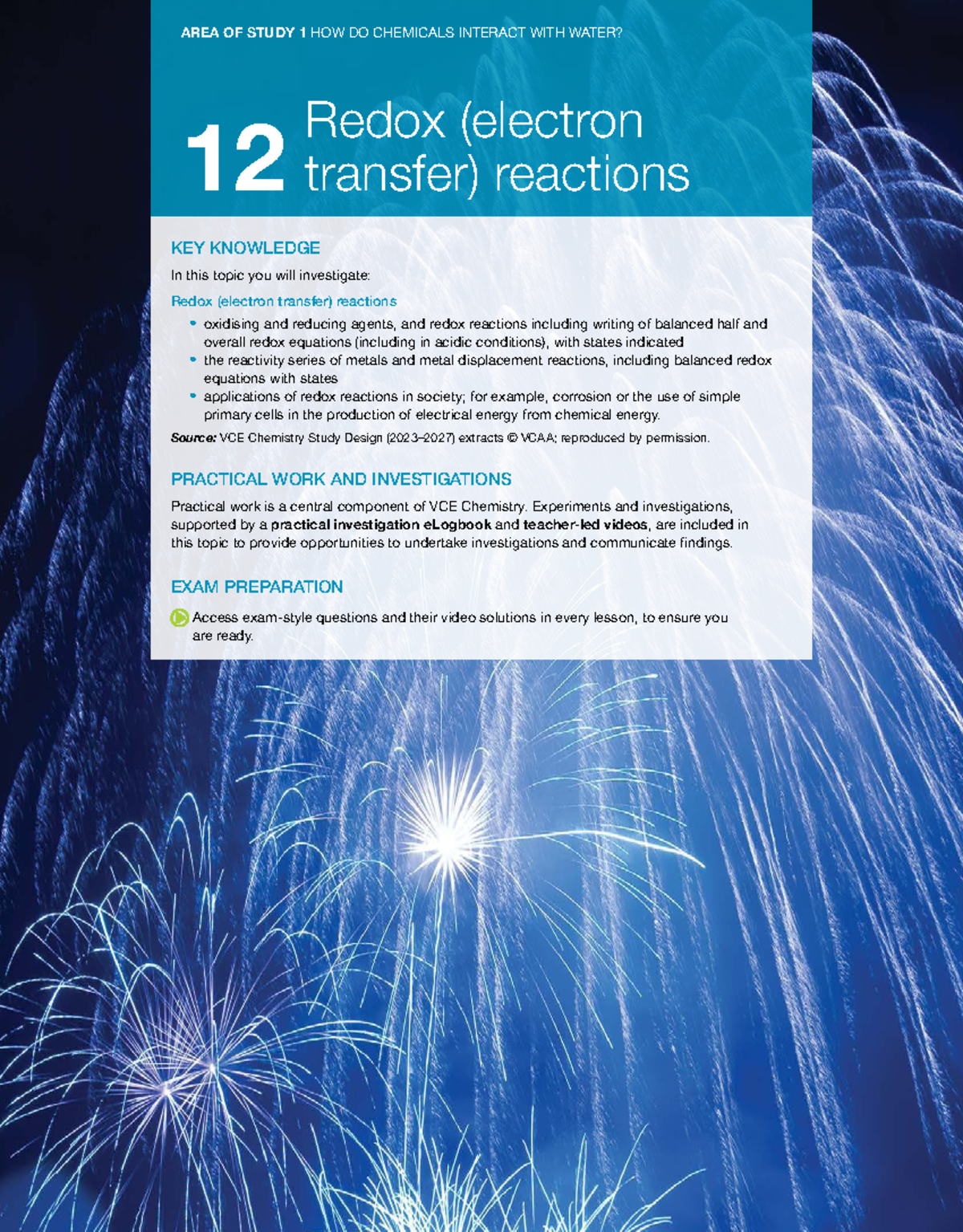 VCE Chemistry Units 1 & 2: Redox Reactions Overview and Applications ...