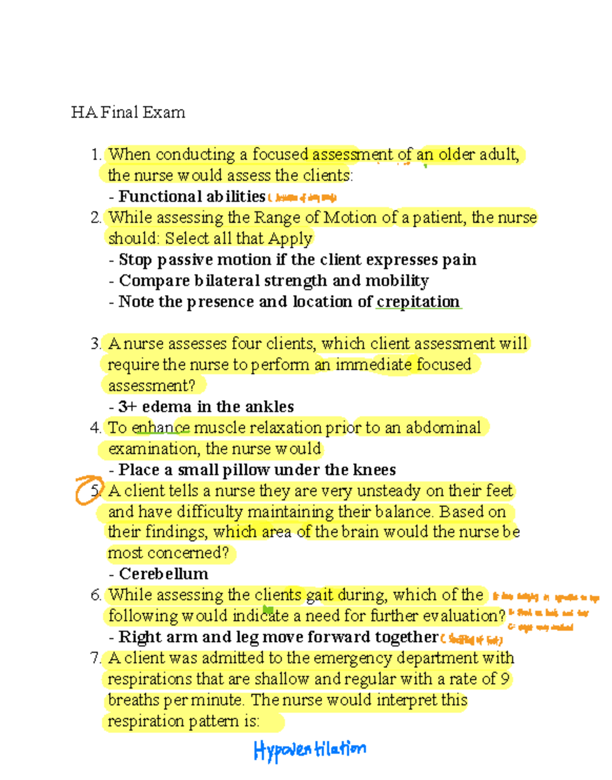 HA Final Exam Study Notes: Key Concepts and Assessment Criteria - Studocu