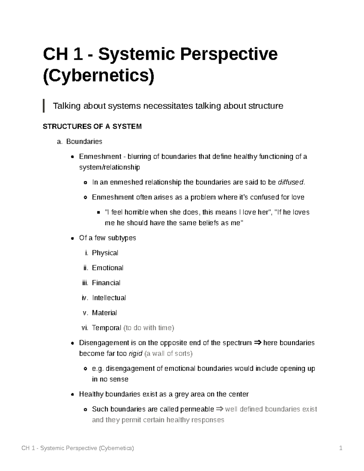 CH 1 - Systemic Perspective (Cybernetics): Structures & Dynamics - Studocu