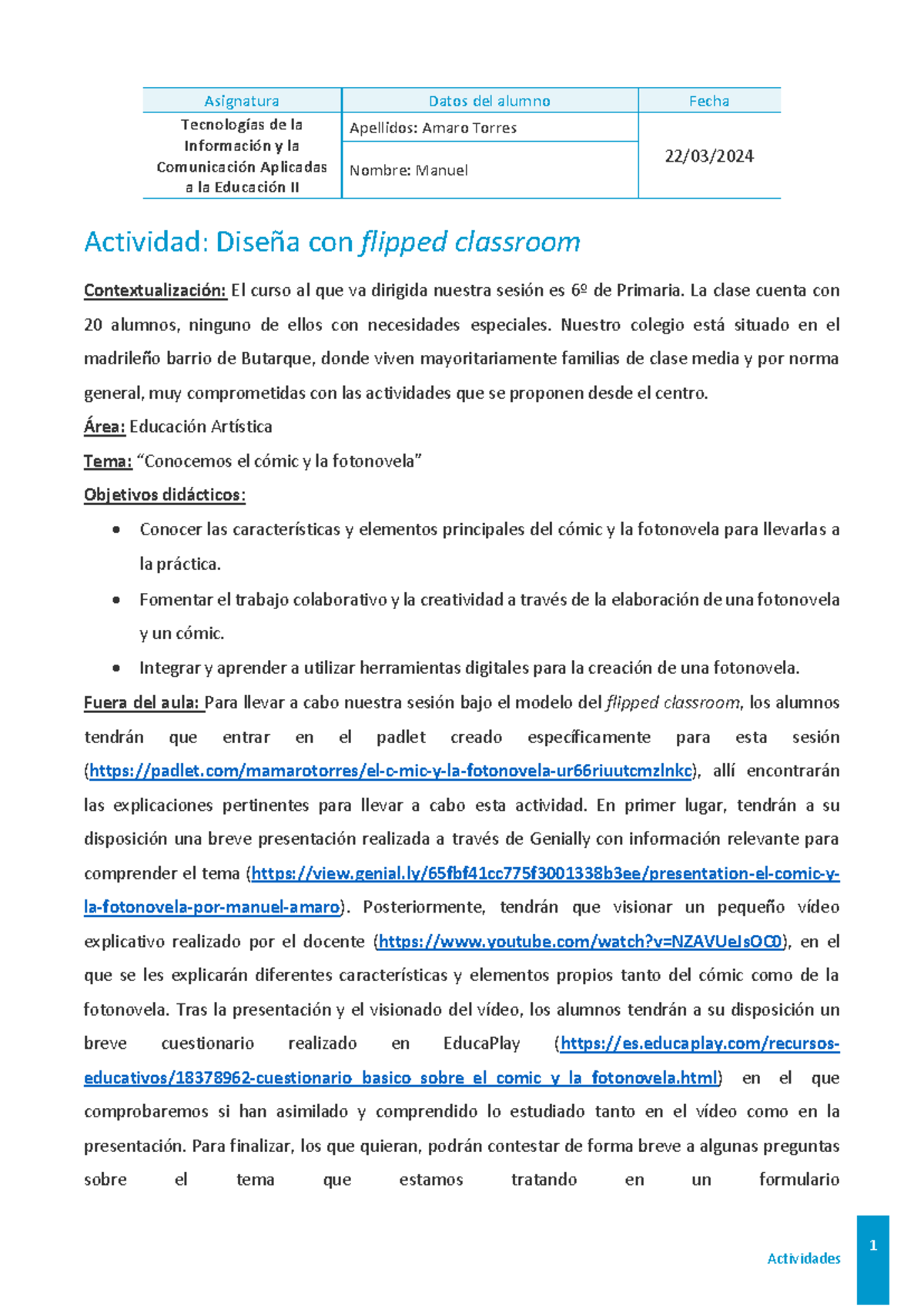 Actividad Flipped Classroom - Tecnologías de la Información y la ...
