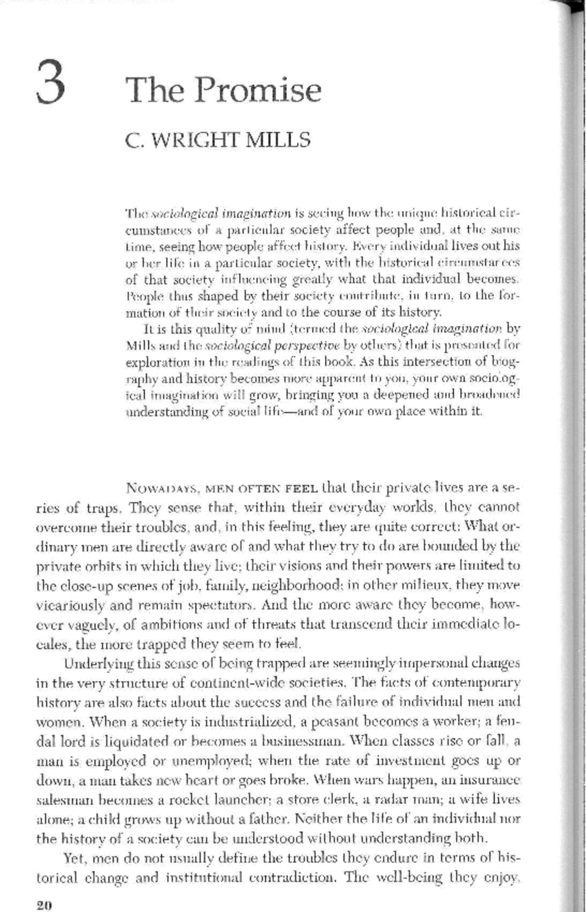 C. Wright Mills' "The Promise": Understanding the Sociological ...