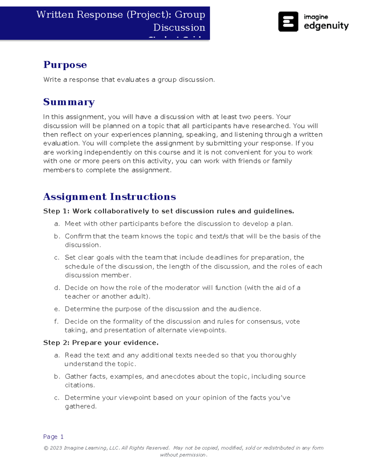 Group Discussion Student Guide
