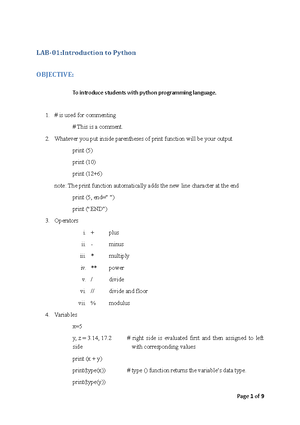 Lab Manual# 2 - Lab # 2 Introduction to OpenCV Objective: The objective ...