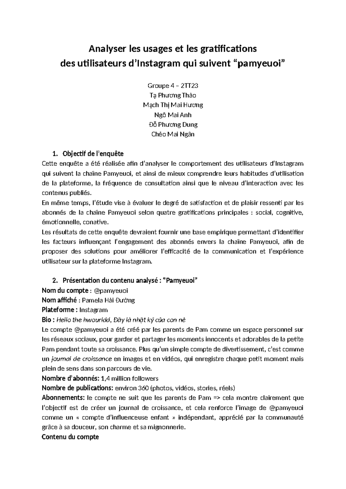 MDM 2 - Analyse des Usages et Gratifications des Abonnés de Pamyeuoi ...