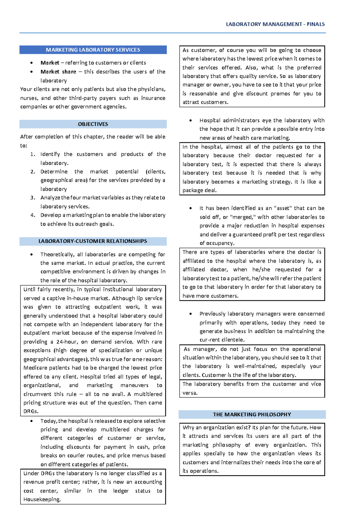 Marketing Strategies for Laboratory Services (Course Code: MKT101 ...