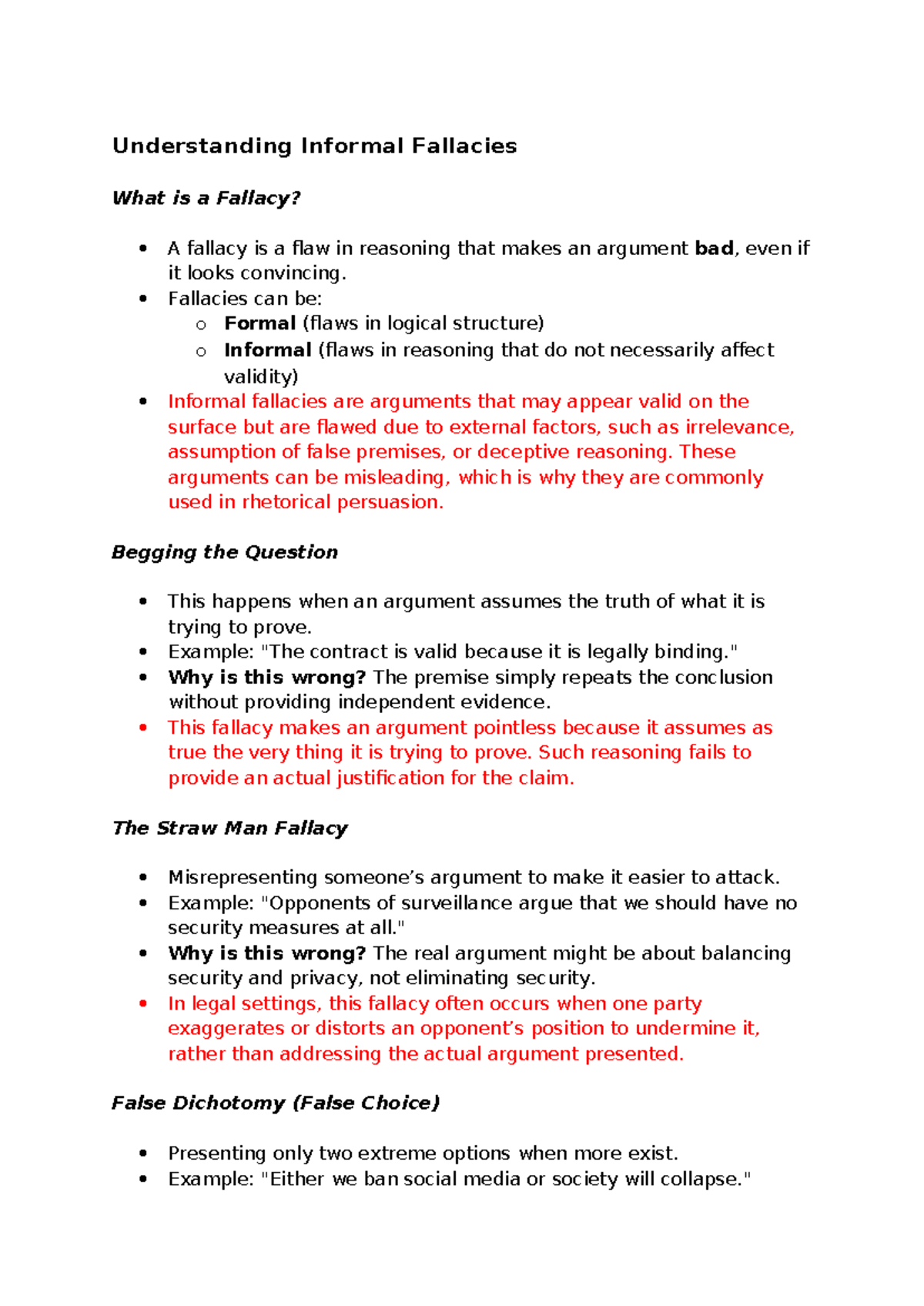Lecture 9 - 2.3 Understanding Informal Fallacies - Studocu