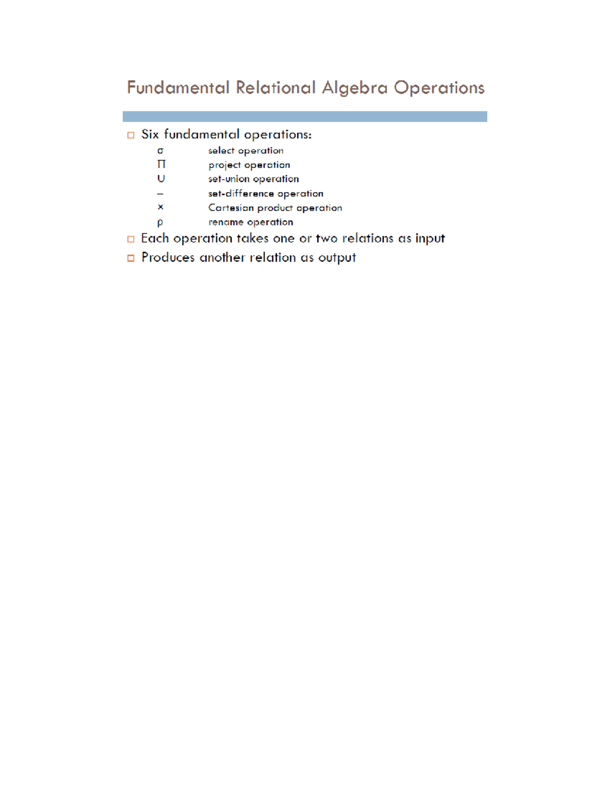 Relational Algebra Operations Overview (Course Code: 5.1) - Studocu
