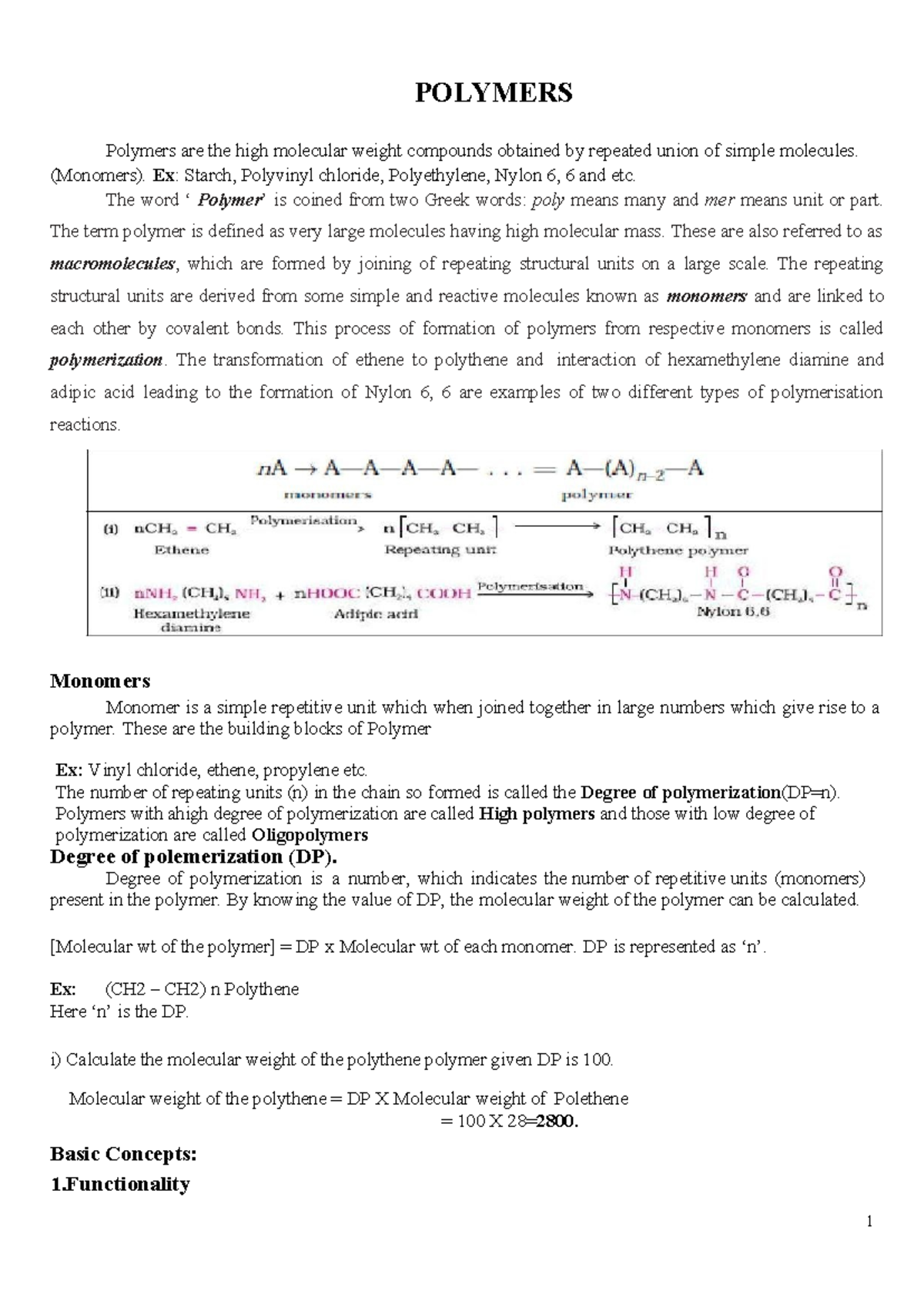UNIT-II: Comprehensive Overview of Polymers and Their Properties - Studocu