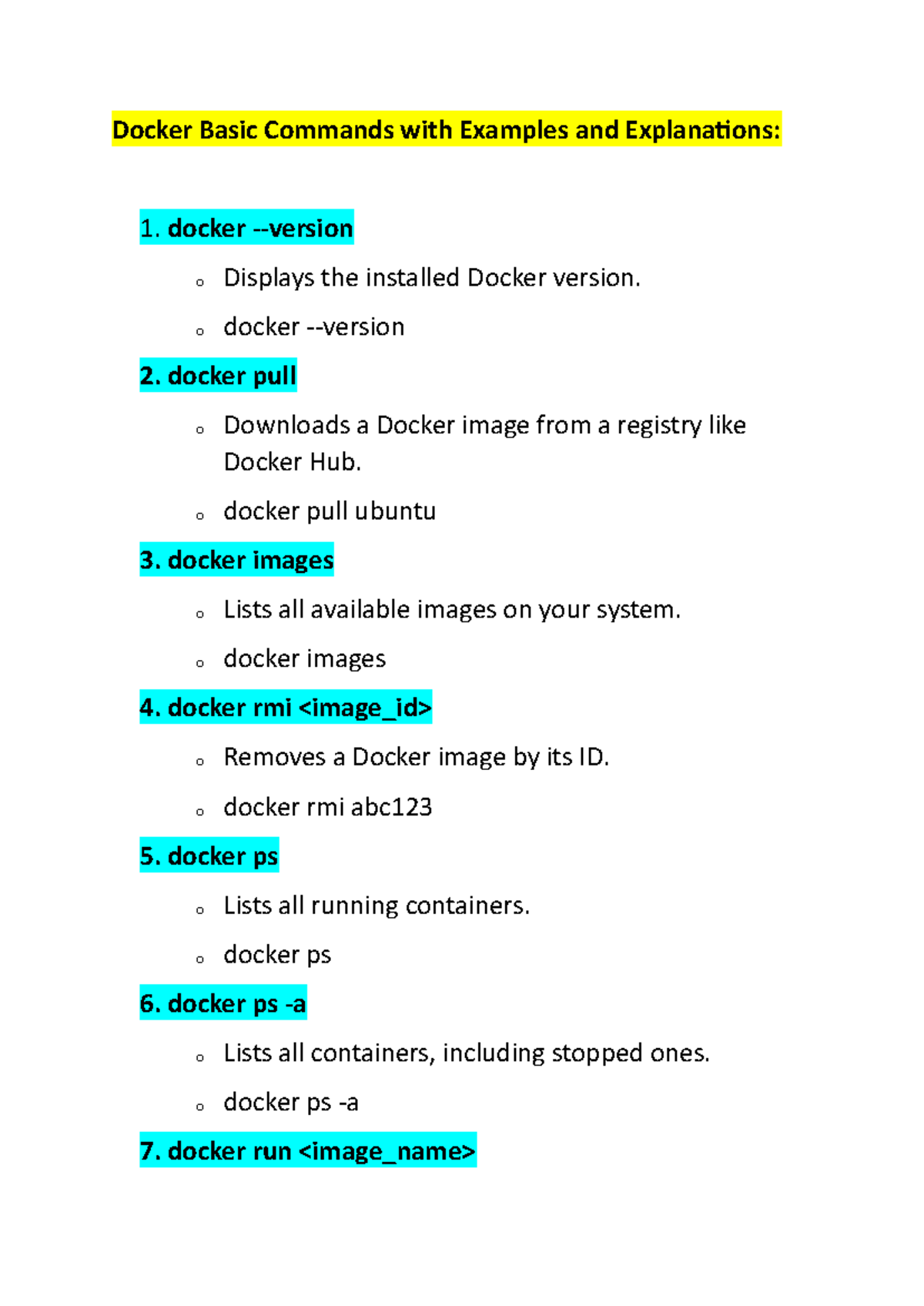 Docker Commands Overview: Basic Commands & Examples for Beginners - Studocu