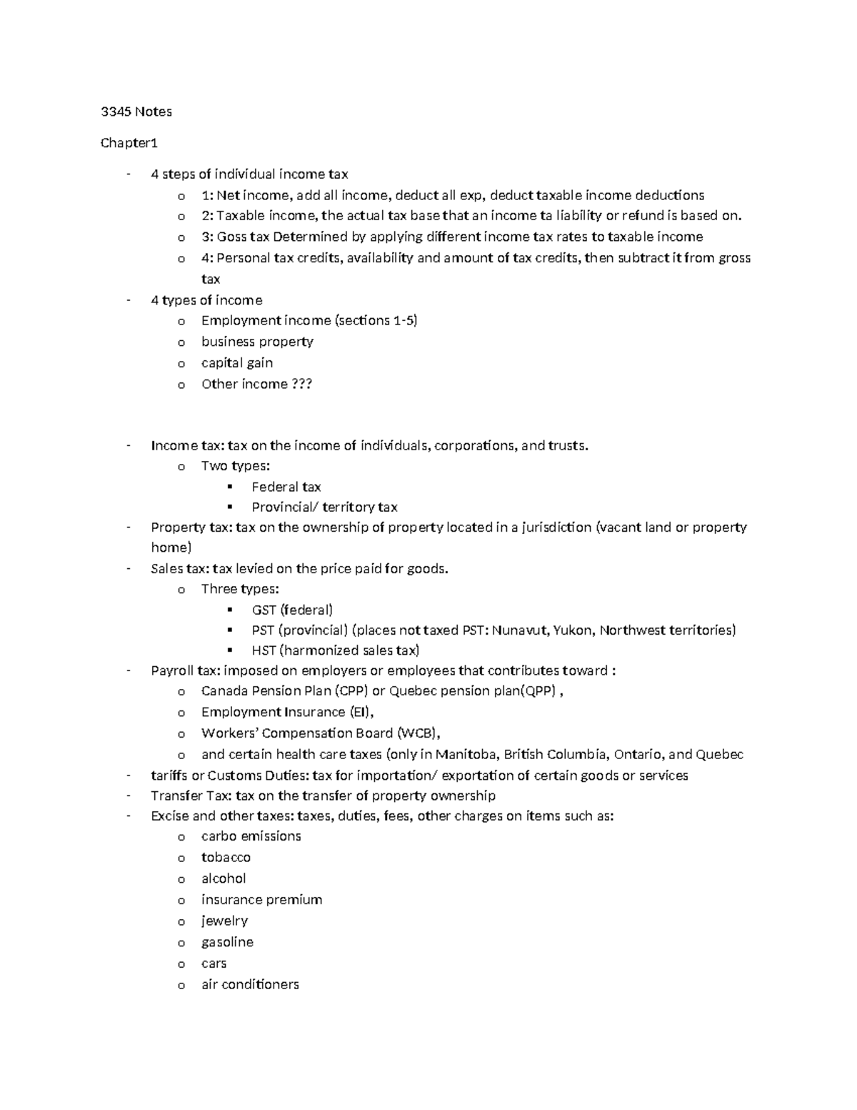 ADM 3345 Final Exam Notes: Individual Income Tax Overview - Studocu