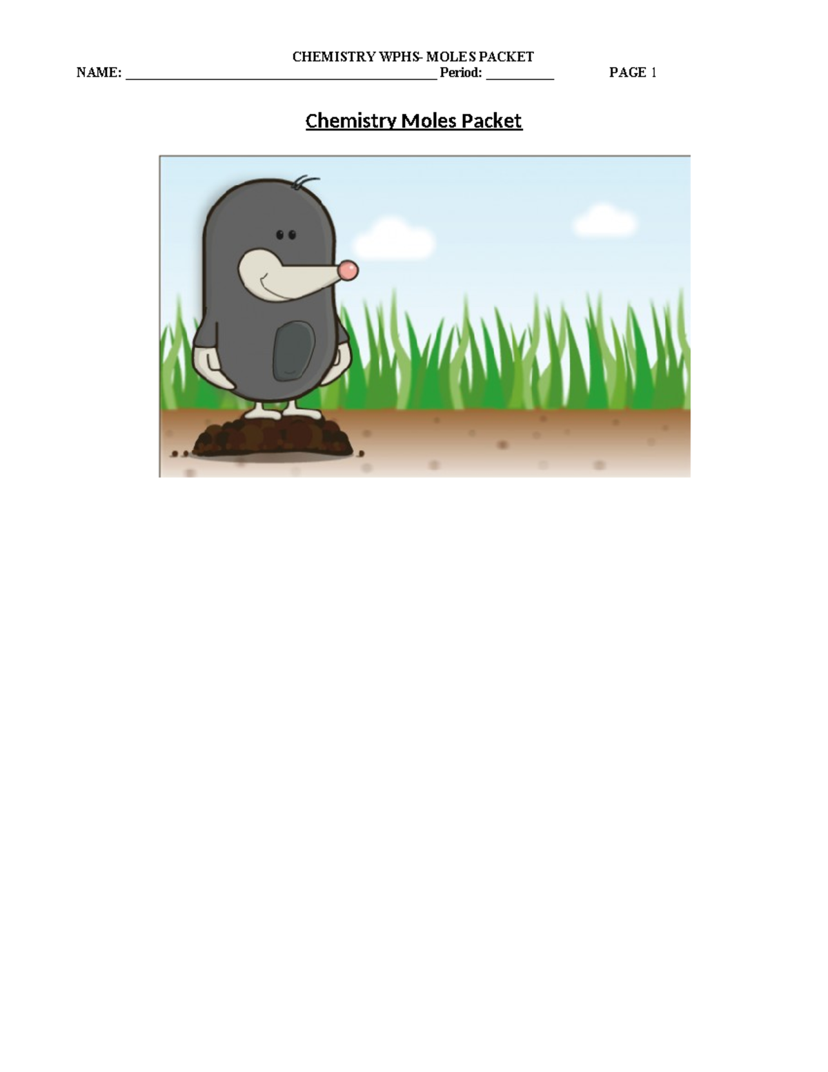 Chemistry Moles Packet: A Comprehensive Study Guide - Studocu