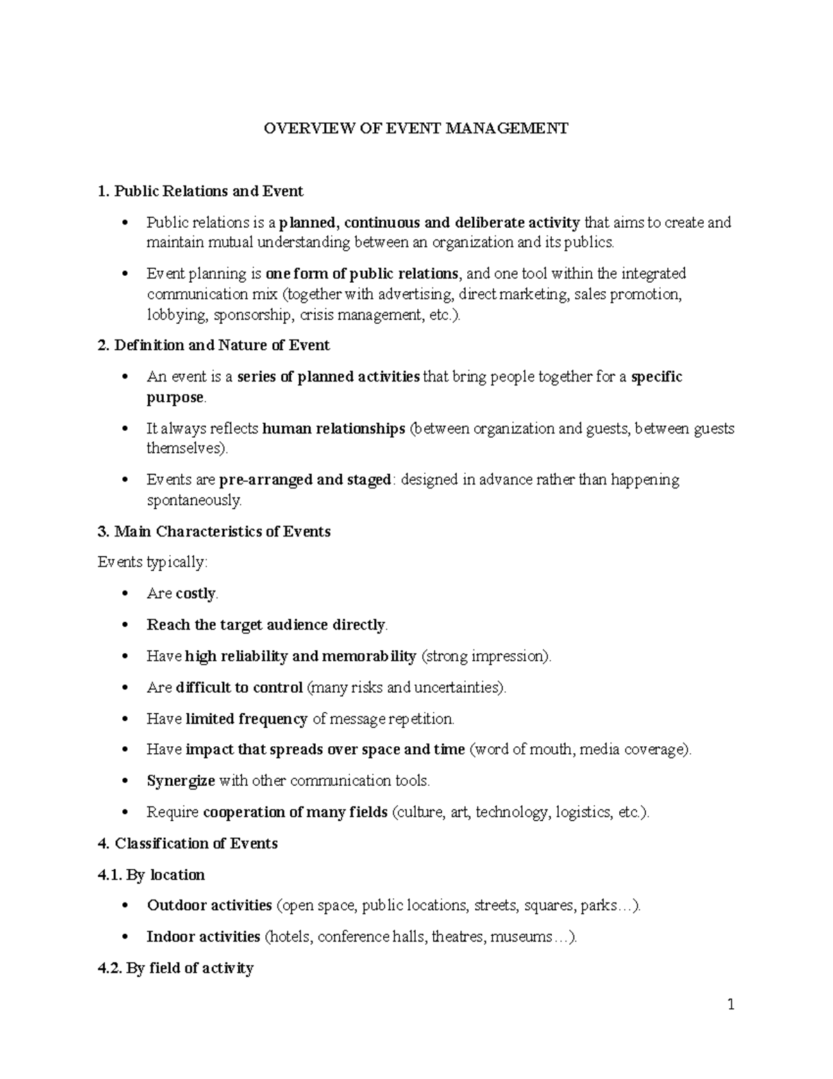 Event Management Overview: Key Concepts and Strategies (QTSK) - Studocu