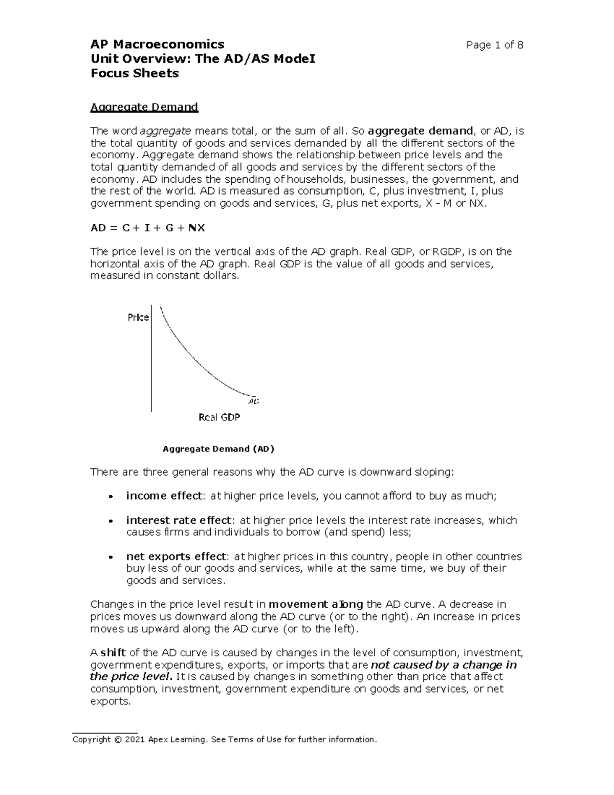 AP Macroeconomics Unit 4 Overview: Aggregate Demand & Supply Concepts ...