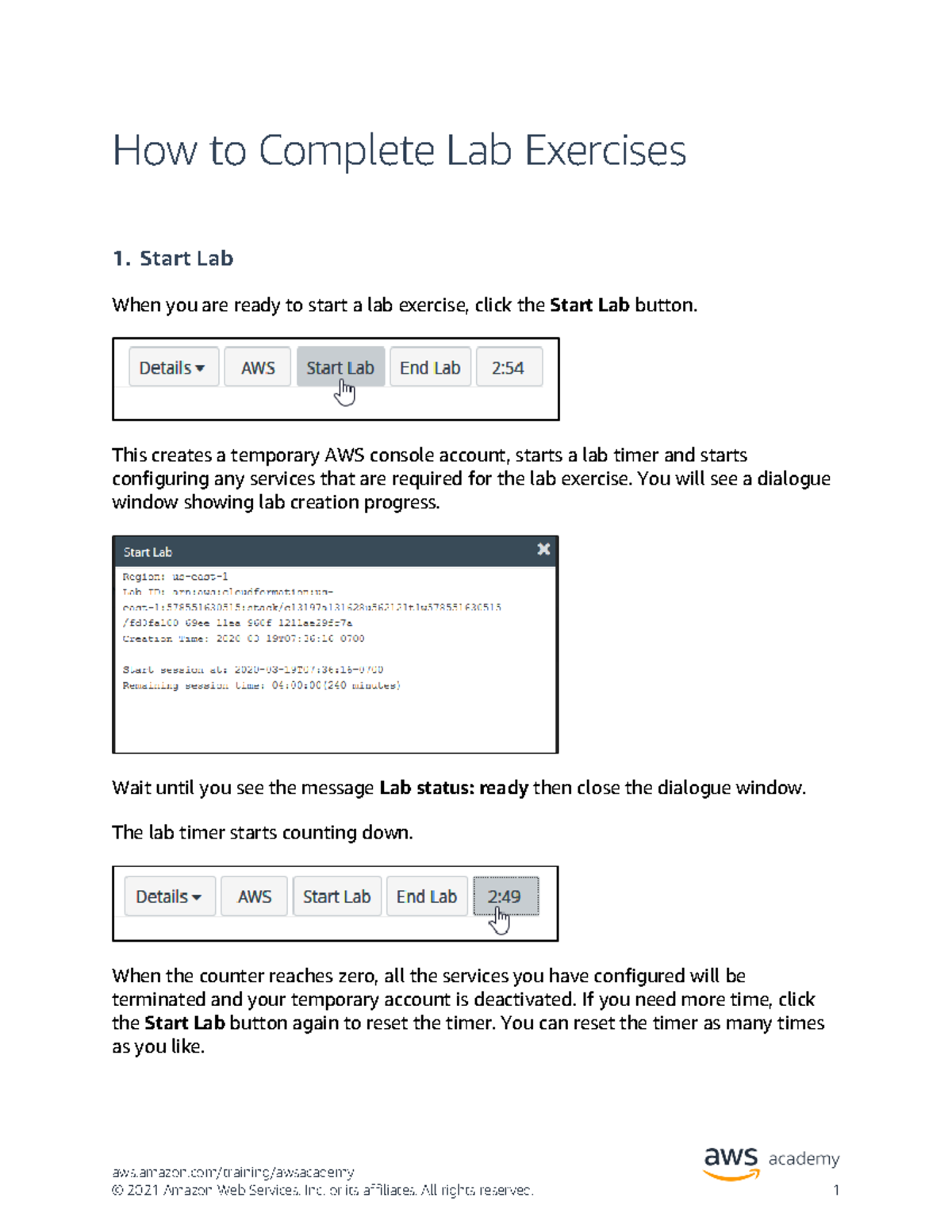How to Complete the Labs Page 2 - aws.amazon/training/awsacademy 1 ...