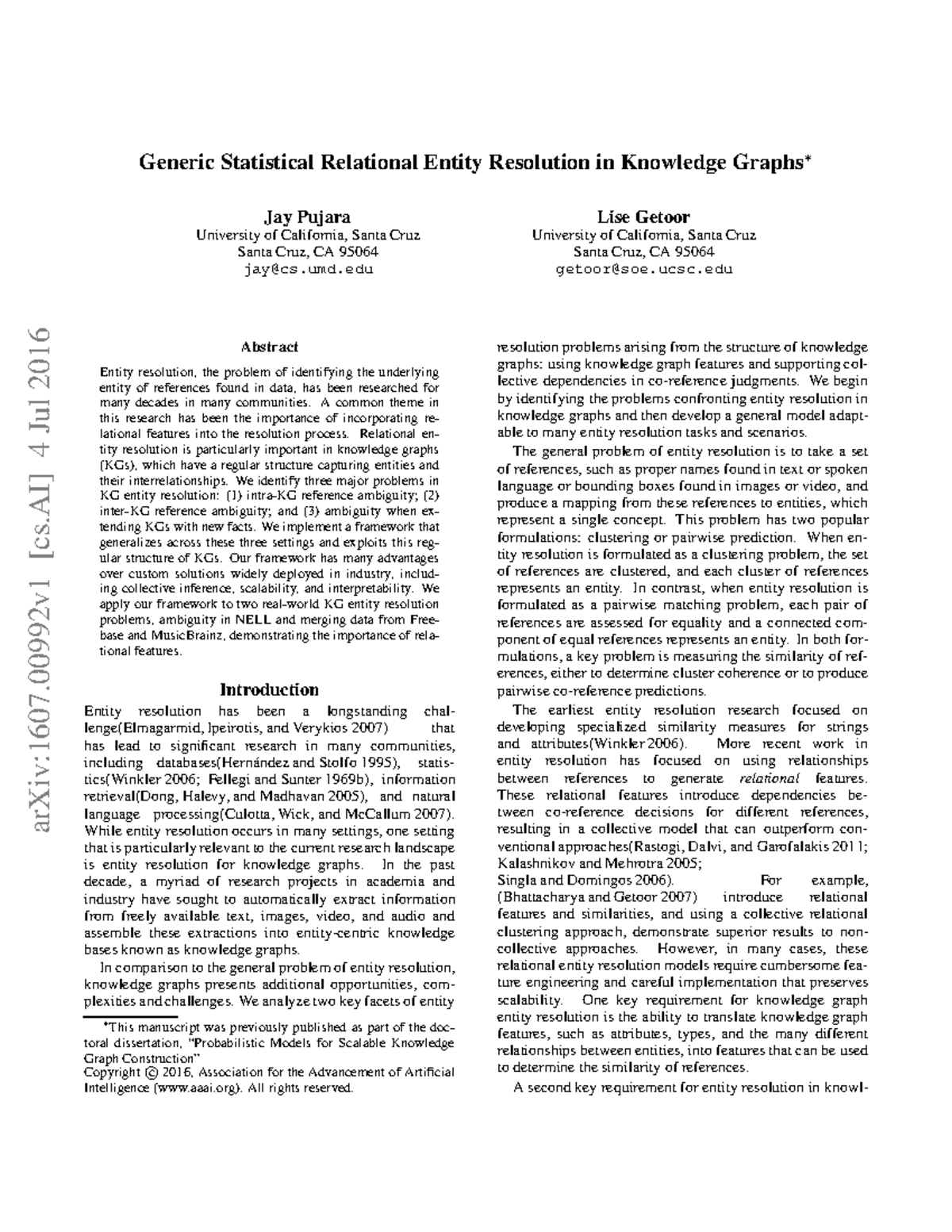Generic Statistical Relational Entity Resolution in Knowledge Graphs ...