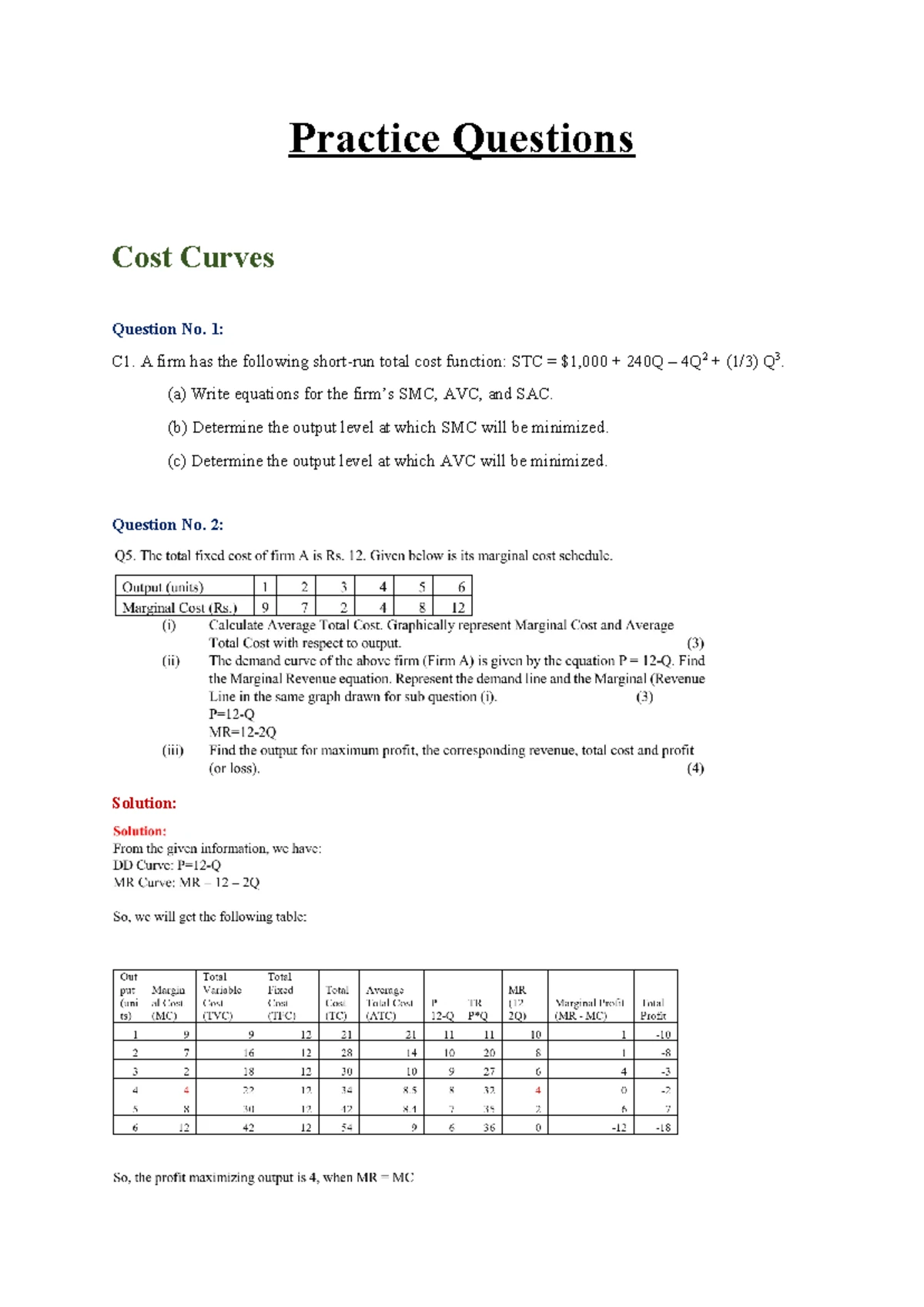FMA Quiz 1 - Sample questions - Which of the following ratios is best ...