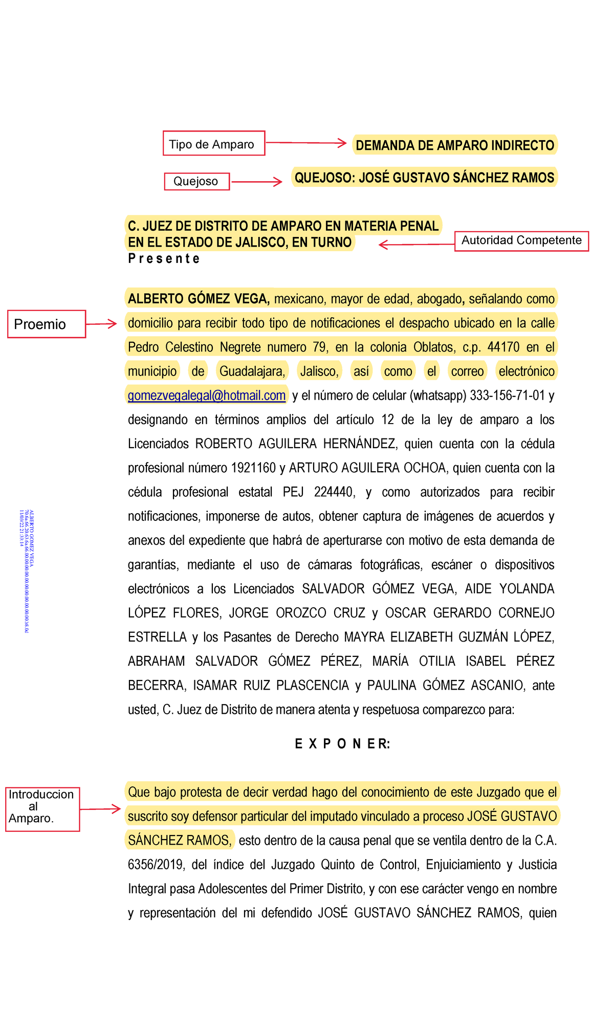 Demanda de Amparo Indirecto en Materia Penal - C. 6356/2019 - Studocu