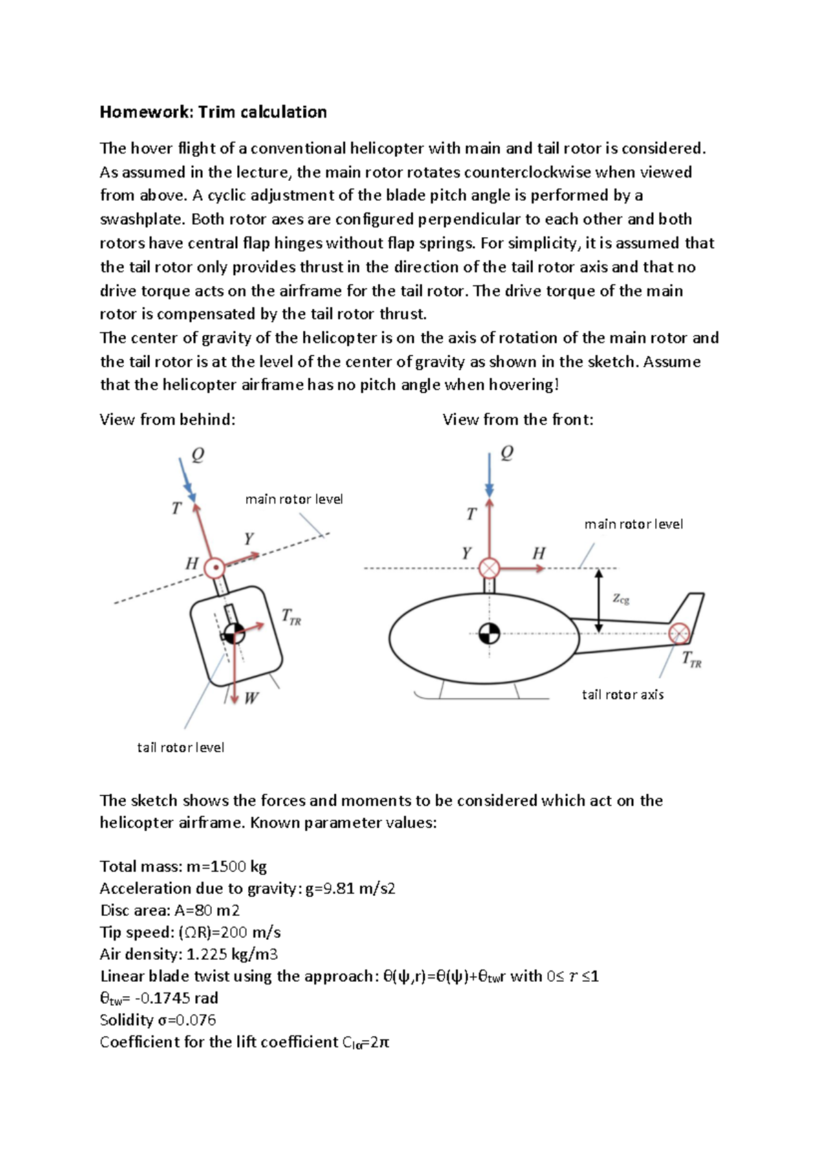 Tutorial 11: Homework Solutions for Trim Calculation in Helicopter ...