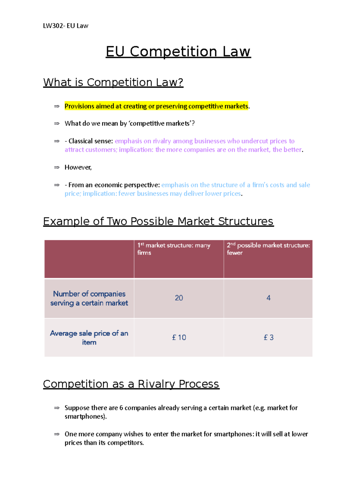EU Competition Law - Lecture Notes Overview and Key Concepts - Studocu