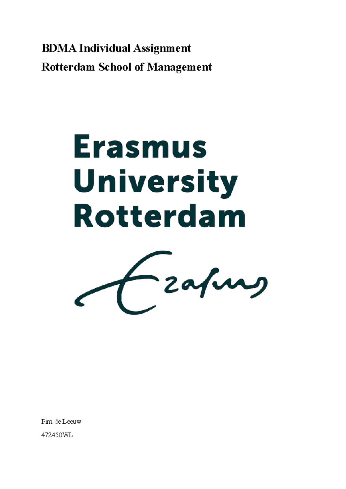 BDMA Individual Assignment Analysis and Findings - 472450WL - Studeersnel